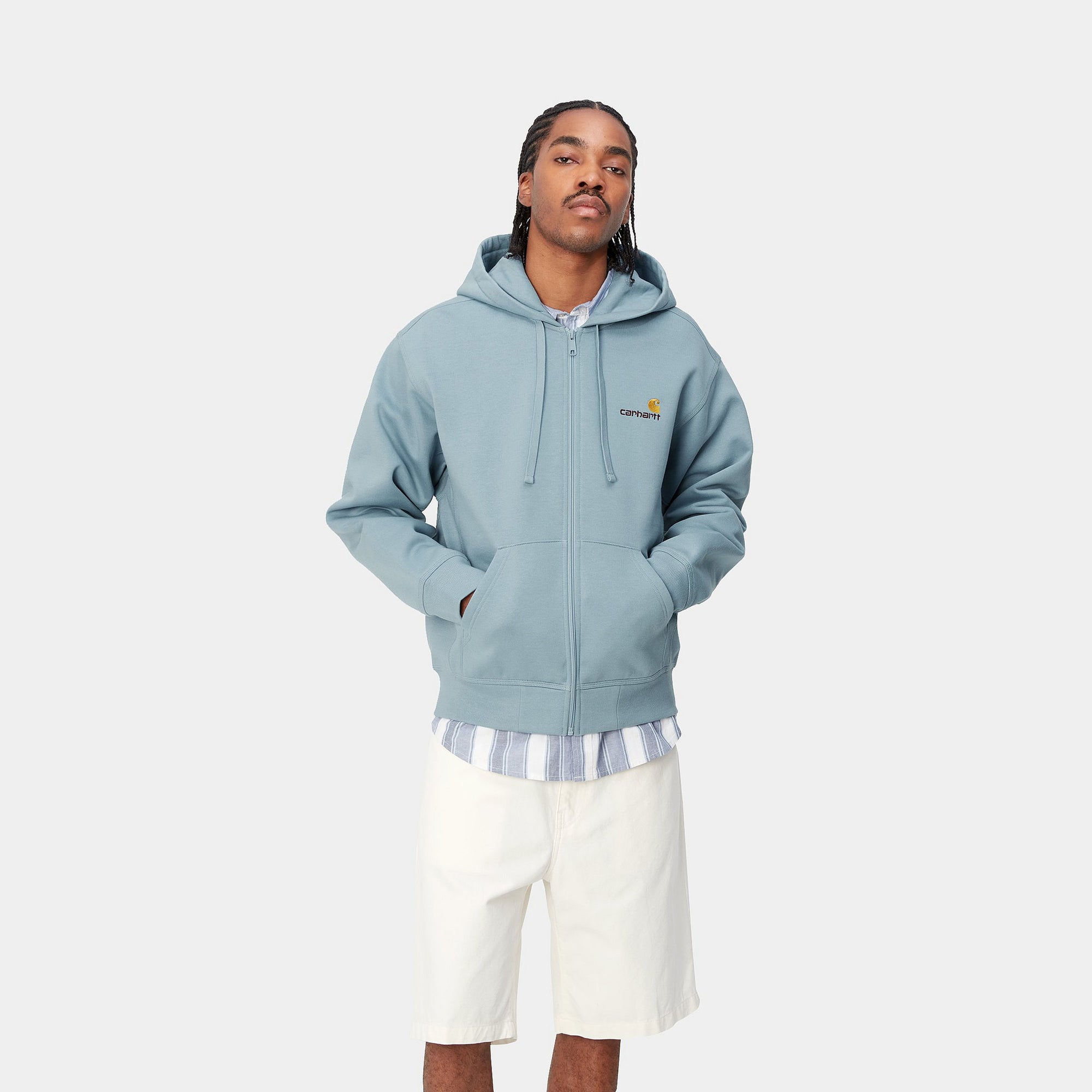 HOODED AMERICAN SCRIPT JACKET - Frosted Blue