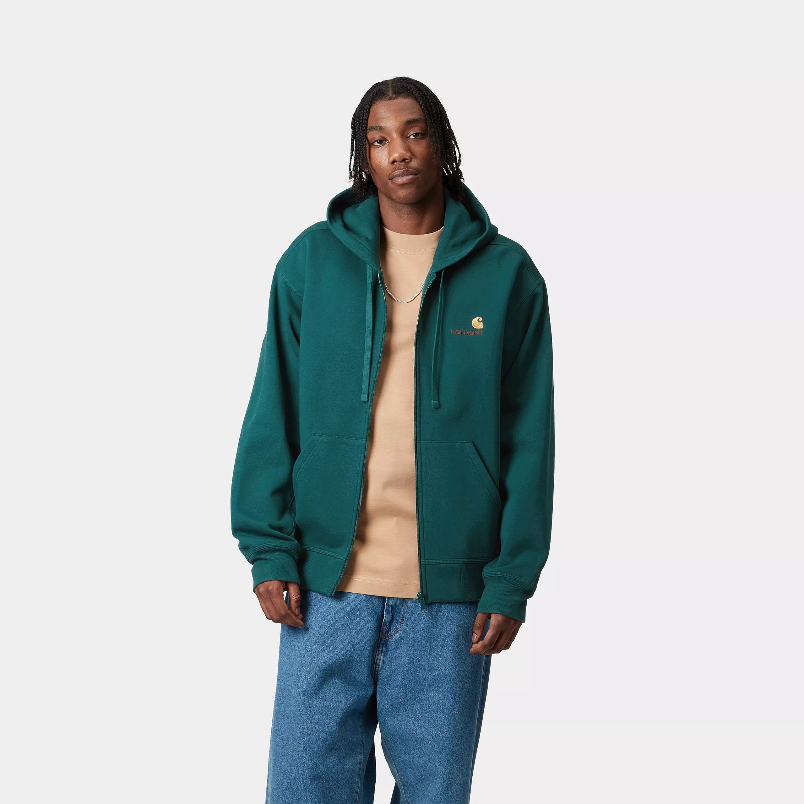 HOODED AMERICAN SCRIPT JACKET - Malachite