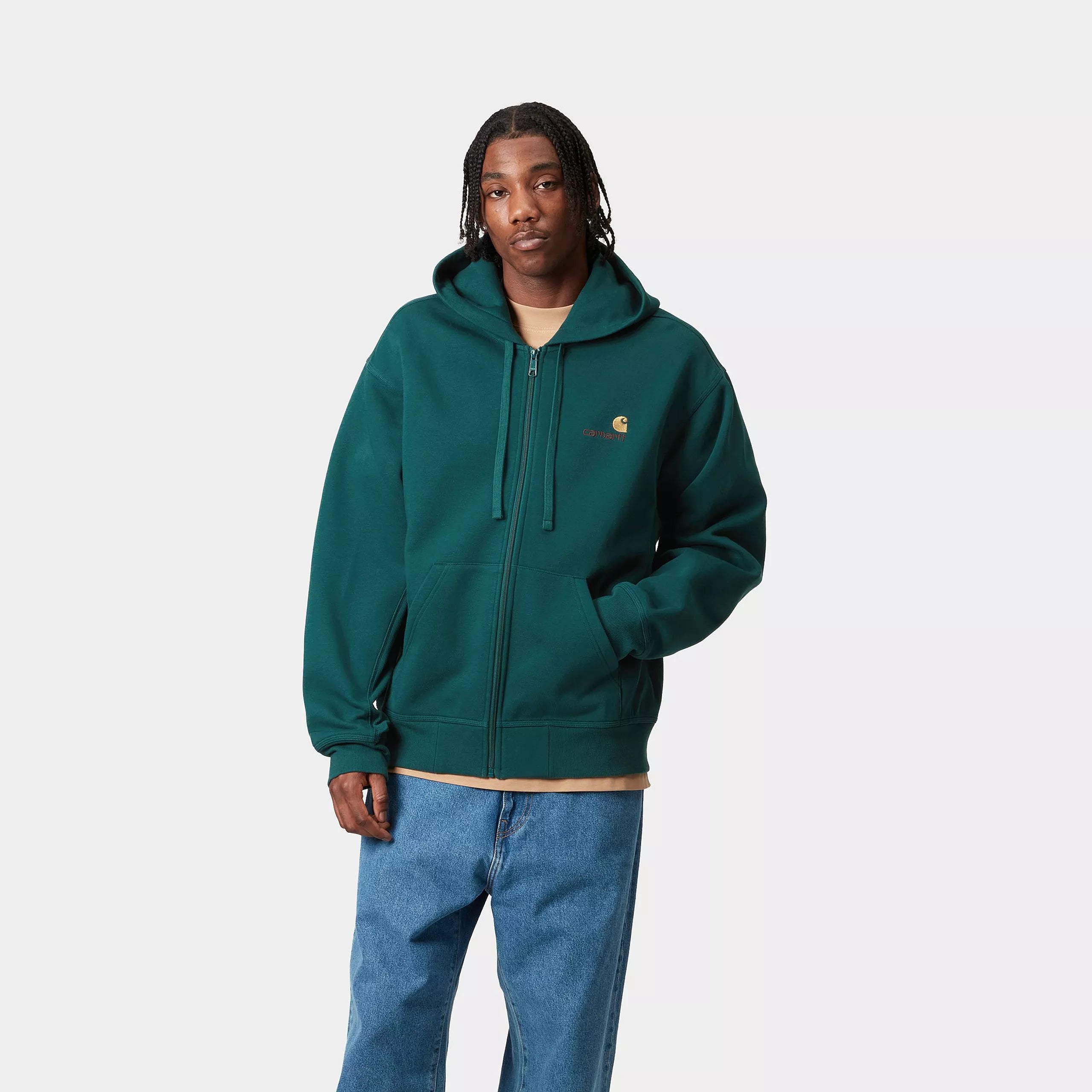 HOODED AMERICAN SCRIPT JACKET - Malachite