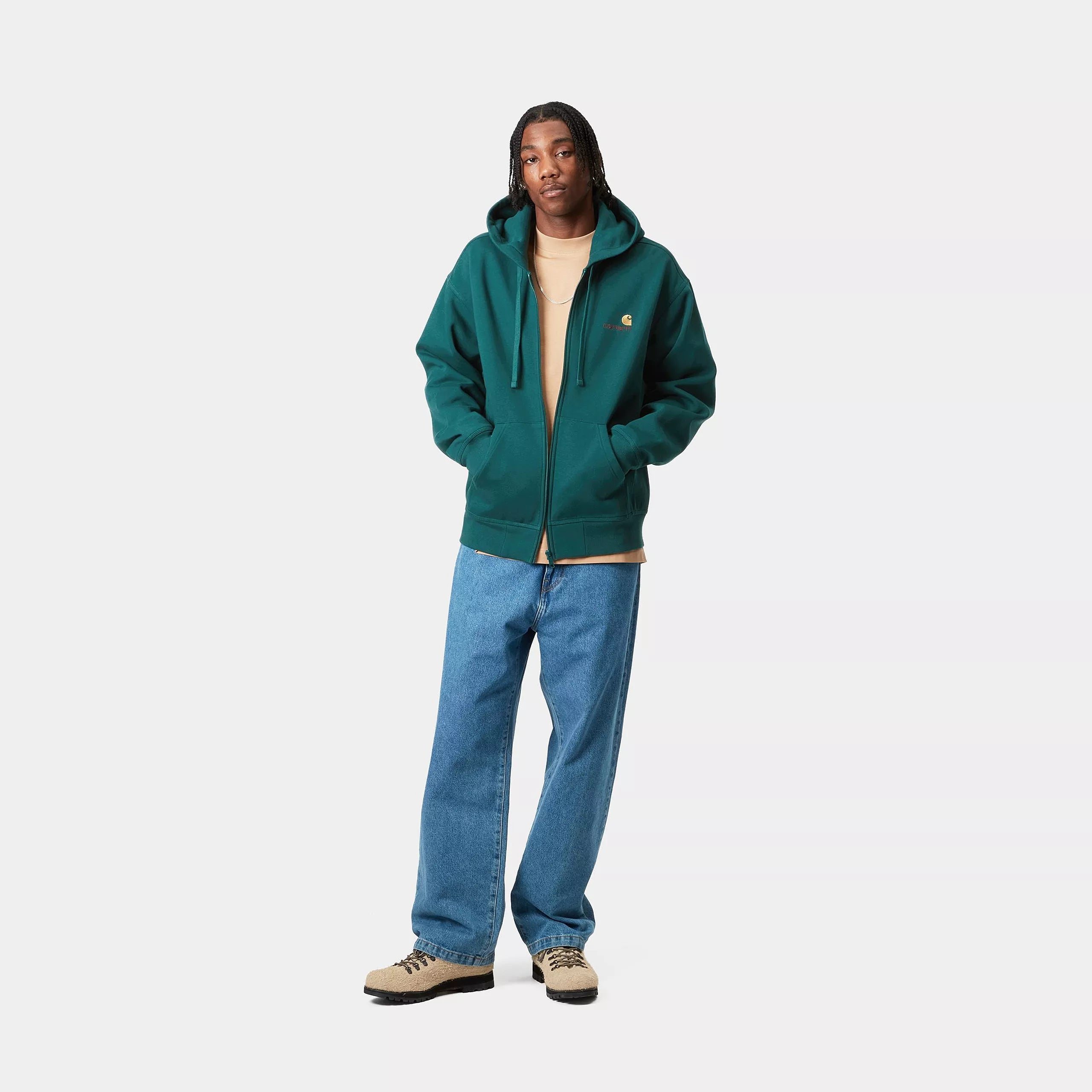 HOODED AMERICAN SCRIPT JACKET - Malachite