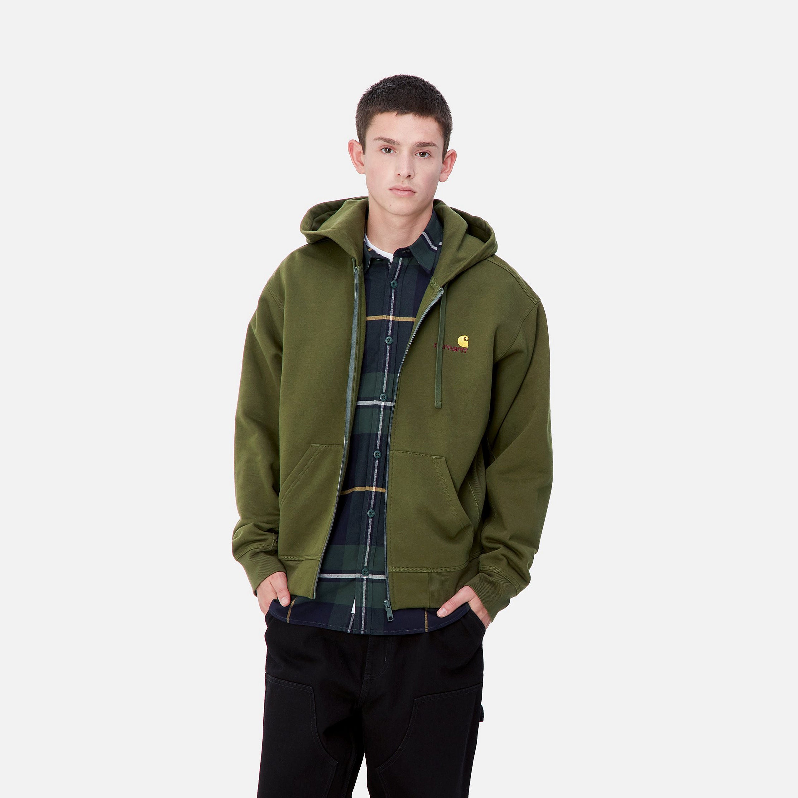 HOODED AMERICAN SCRIPT JACKET - Tarragon