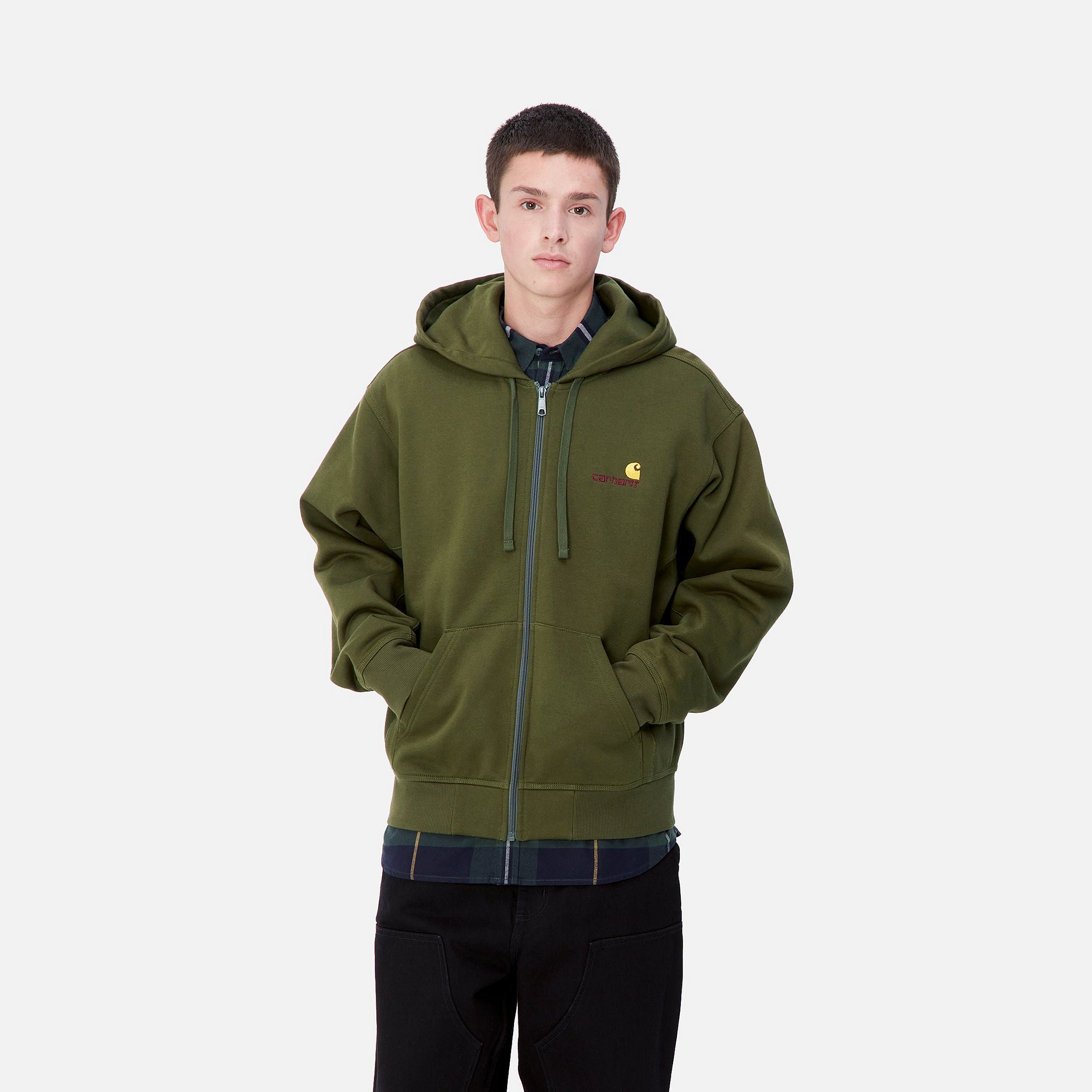 HOODED AMERICAN SCRIPT JACKET - Tarragon