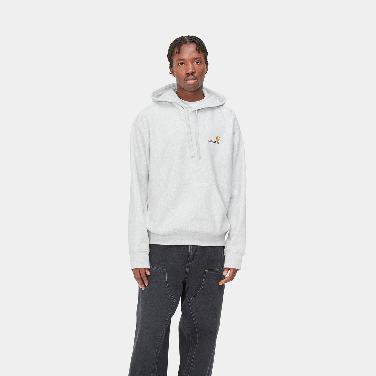 HOODED AMERICAN SCRIPT SWEAT - Ash Heather 2