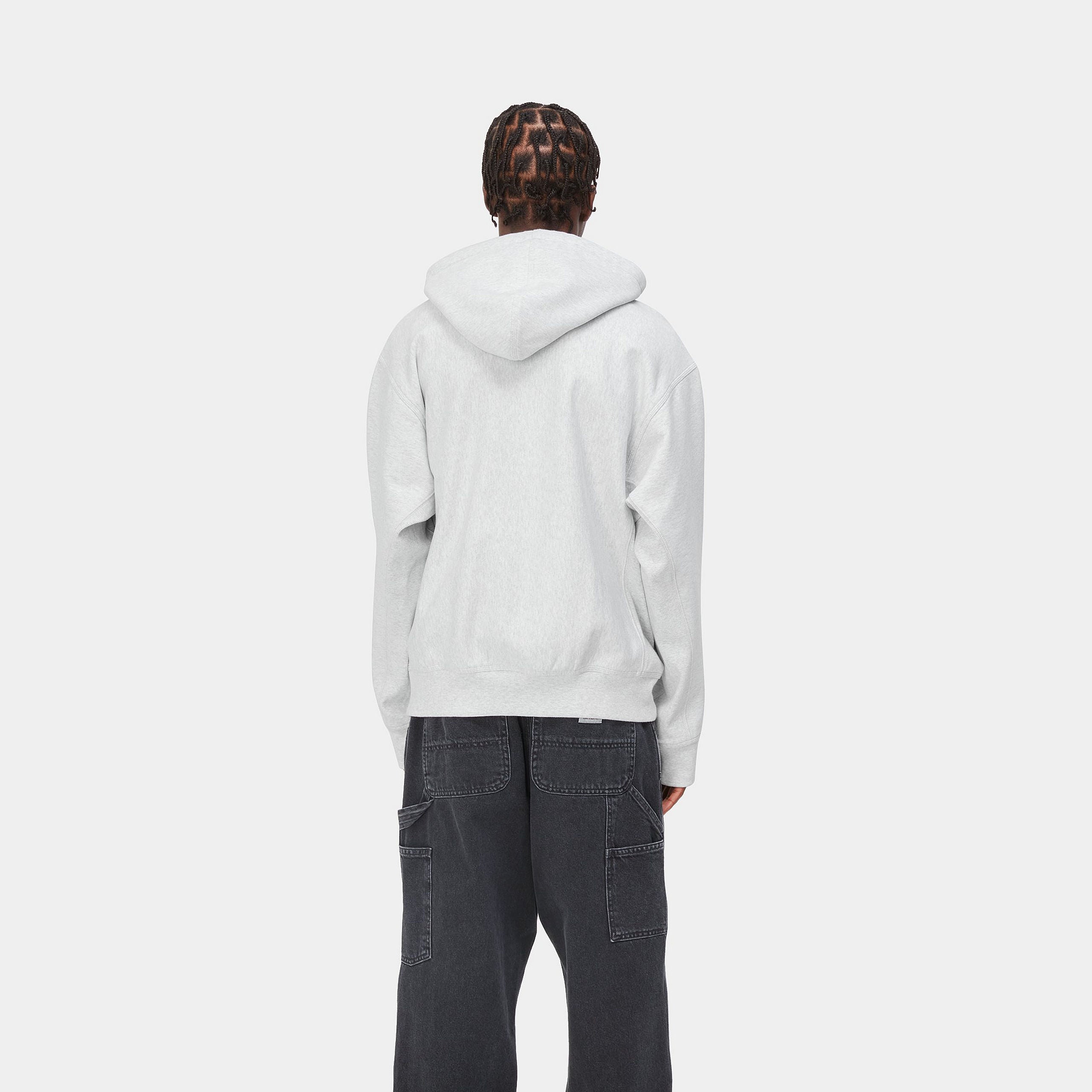 HOODED AMERICAN SCRIPT SWEAT - Ash Heather