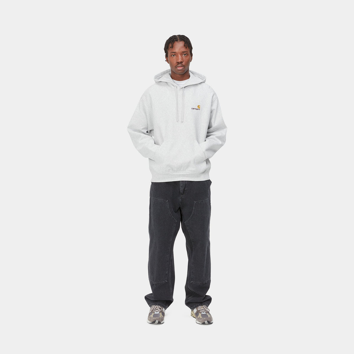 HOODED AMERICAN SCRIPT SWEAT - Ash Heather 4