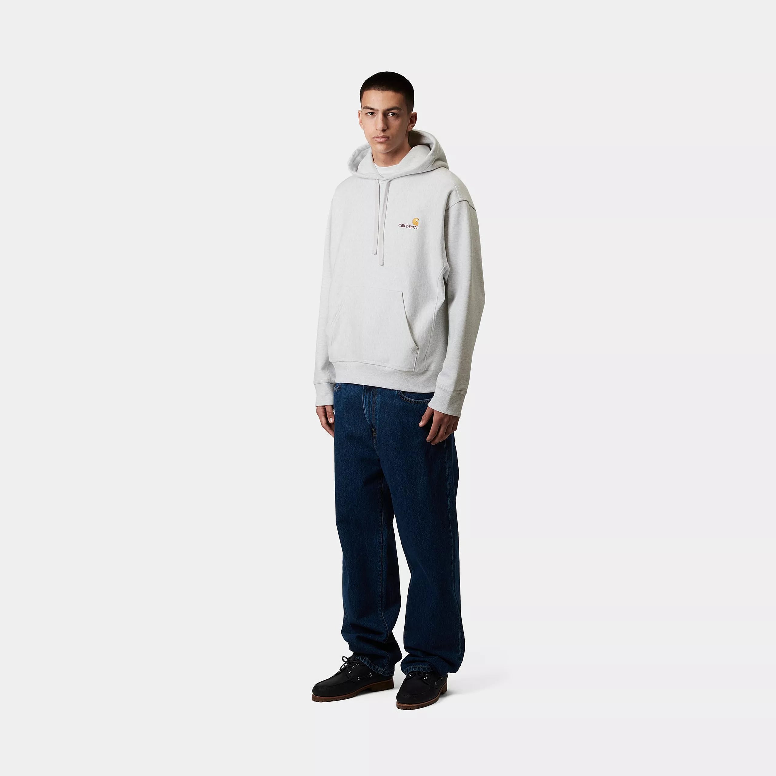 HOODED AMERICAN SCRIPT SWEAT - Ash Heather