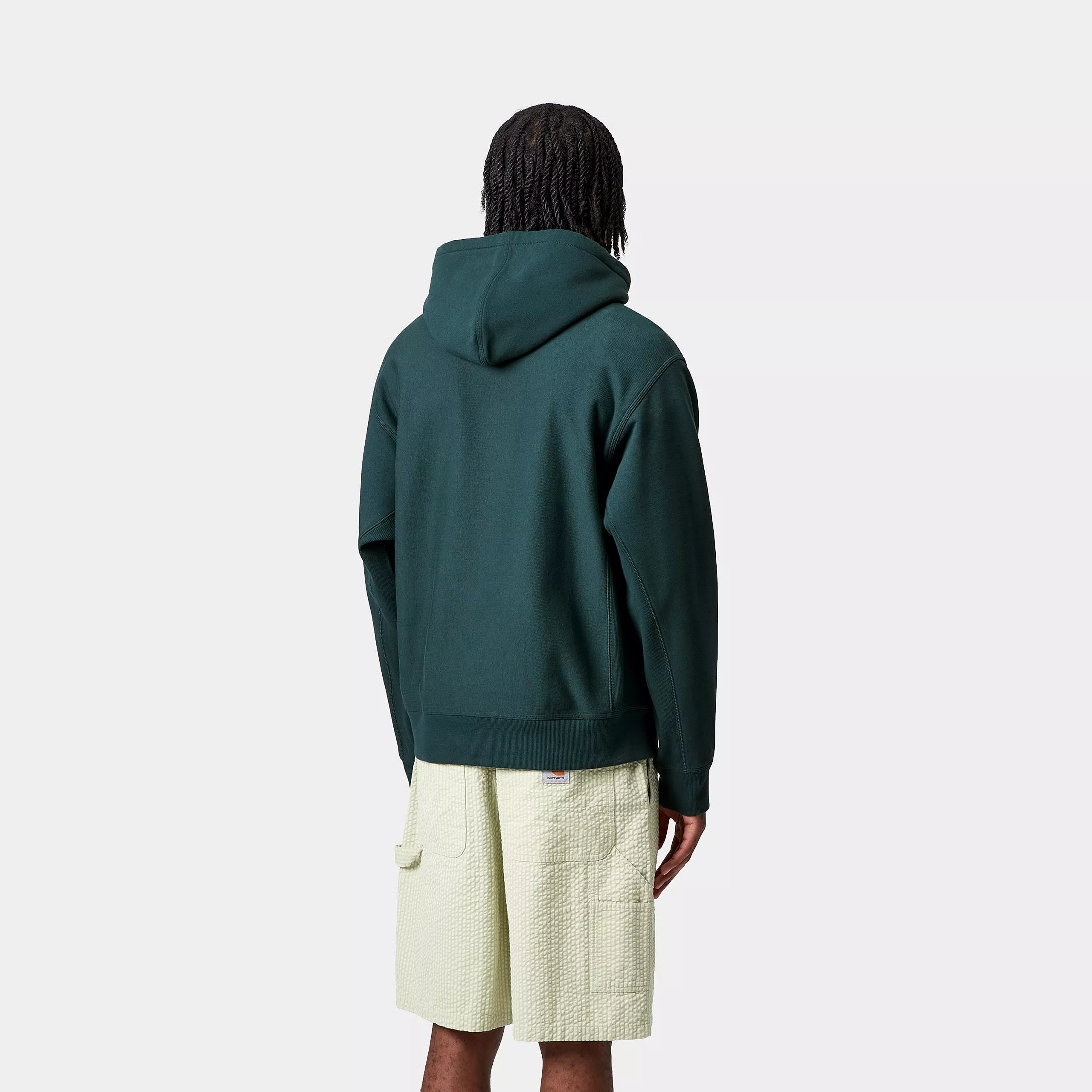 HOODED AMERICAN SCRIPT SWEAT - Deep Lagoon 3