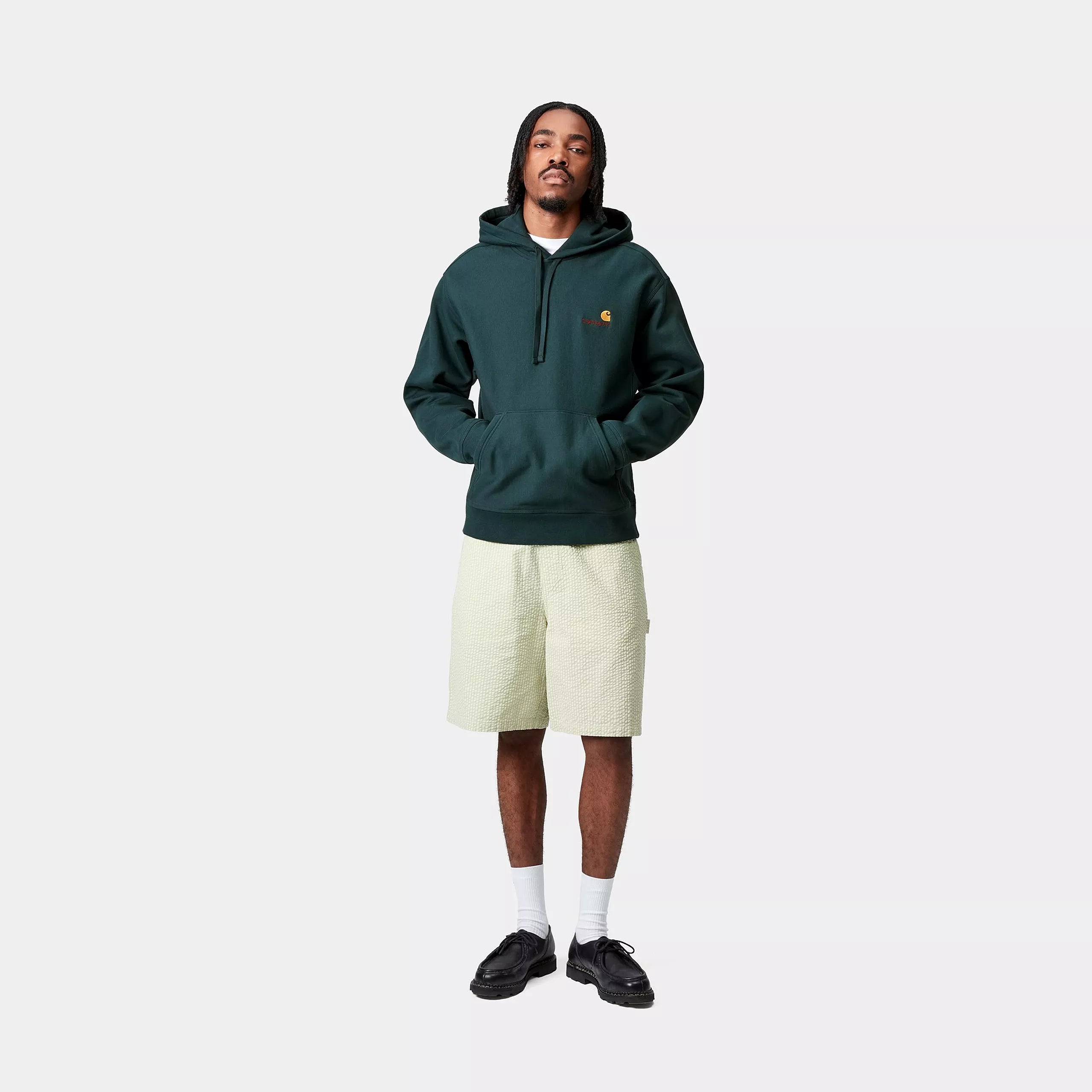 HOODED AMERICAN SCRIPT SWEAT - Deep Lagoon 4