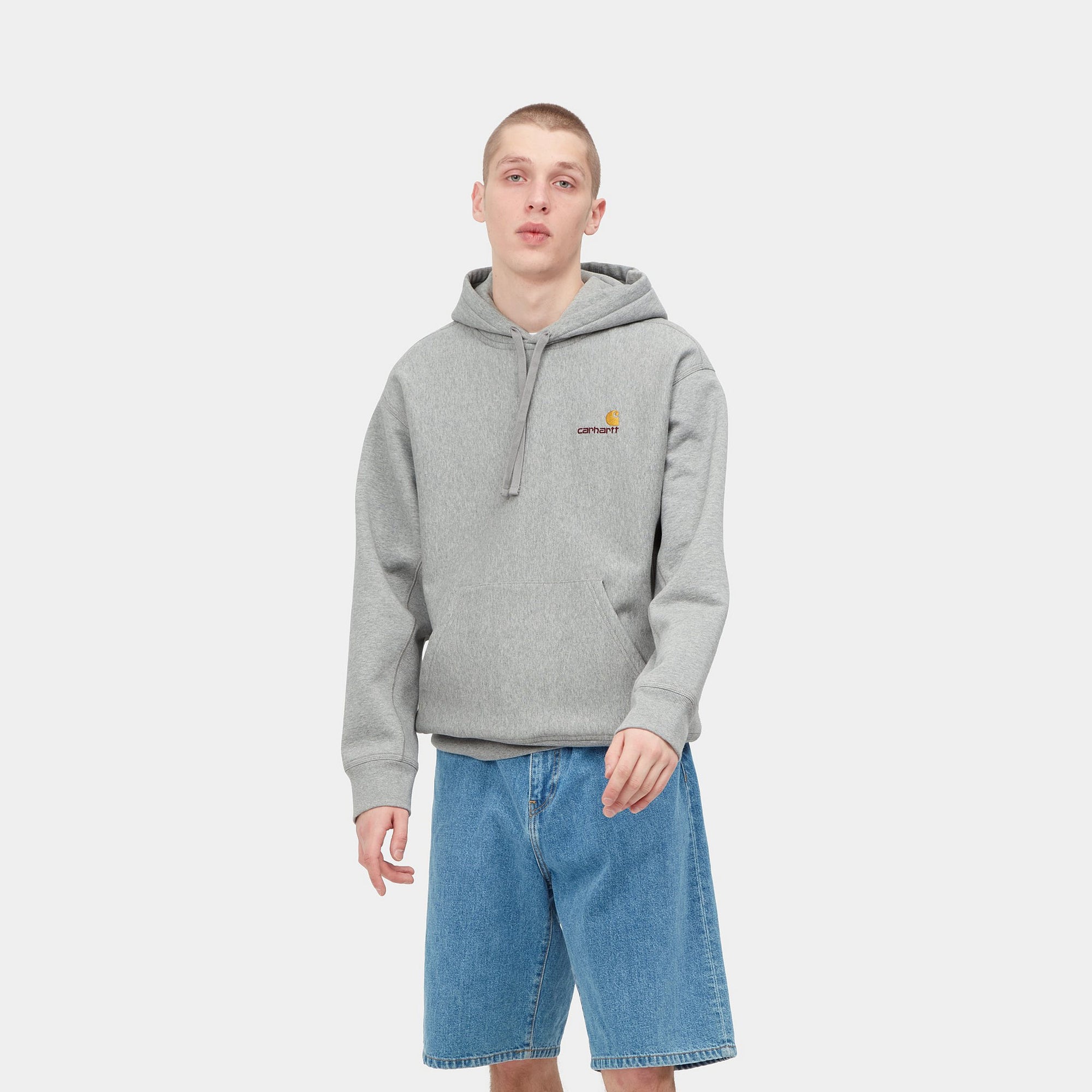 HOODED AMERICAN SCRIPT SWEATSHIRT - Grey Heather