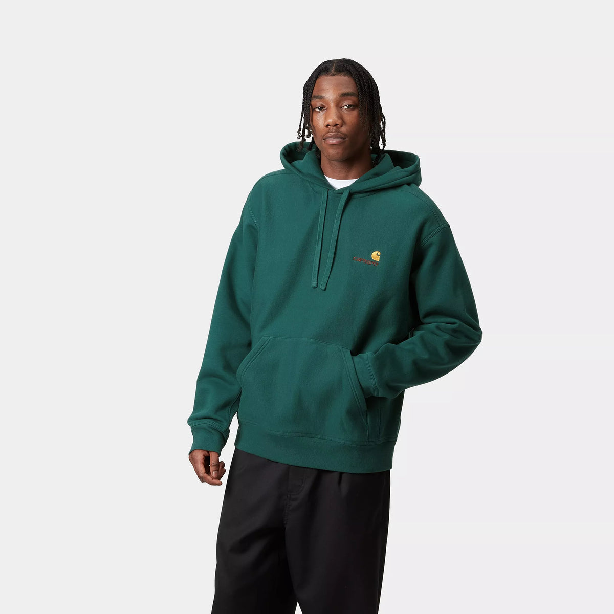 HOODED AMERICAN SCRIPT SWEAT - Malachite 2