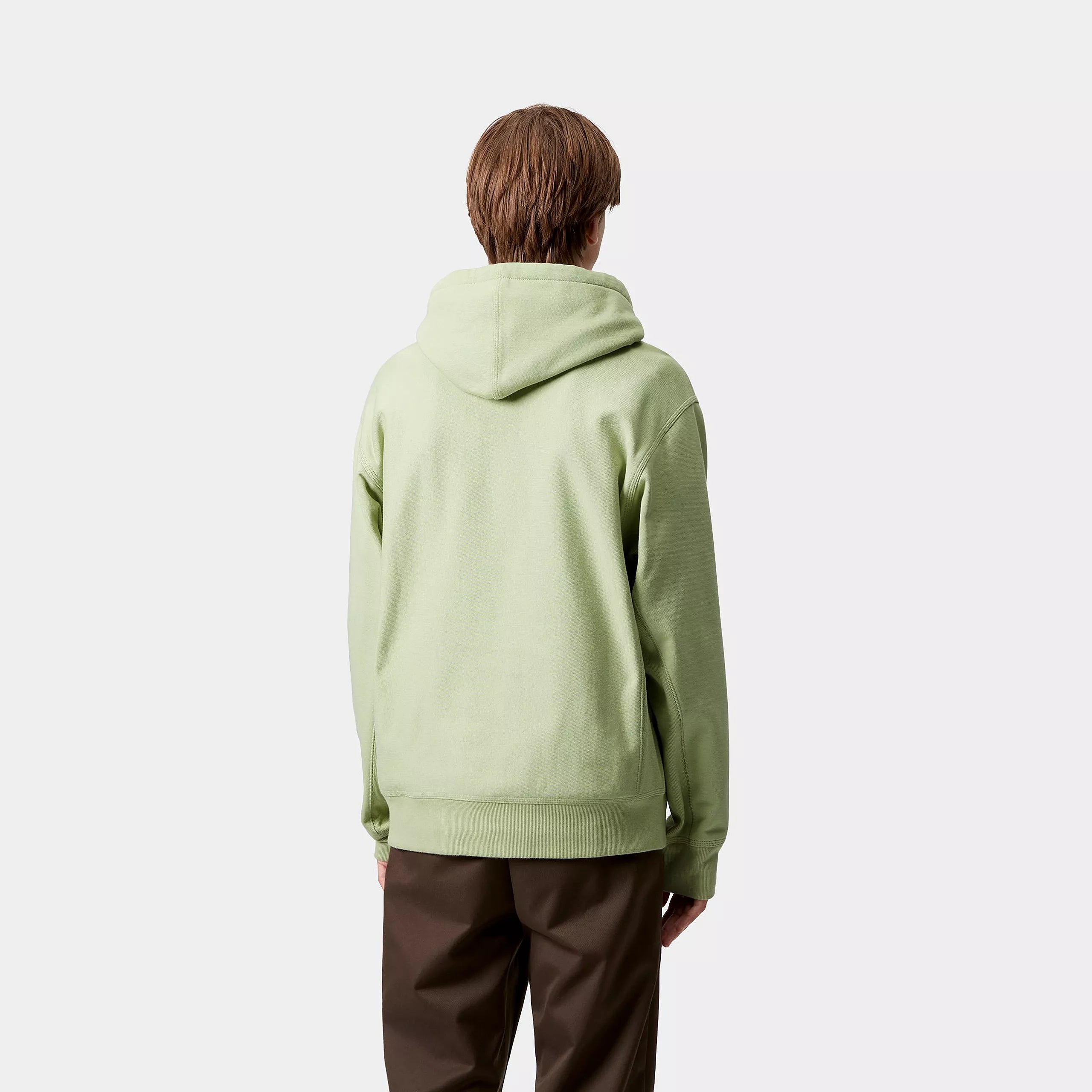 HOODED AMERICAN SCRIPT SWEAT - Pale Olive 3