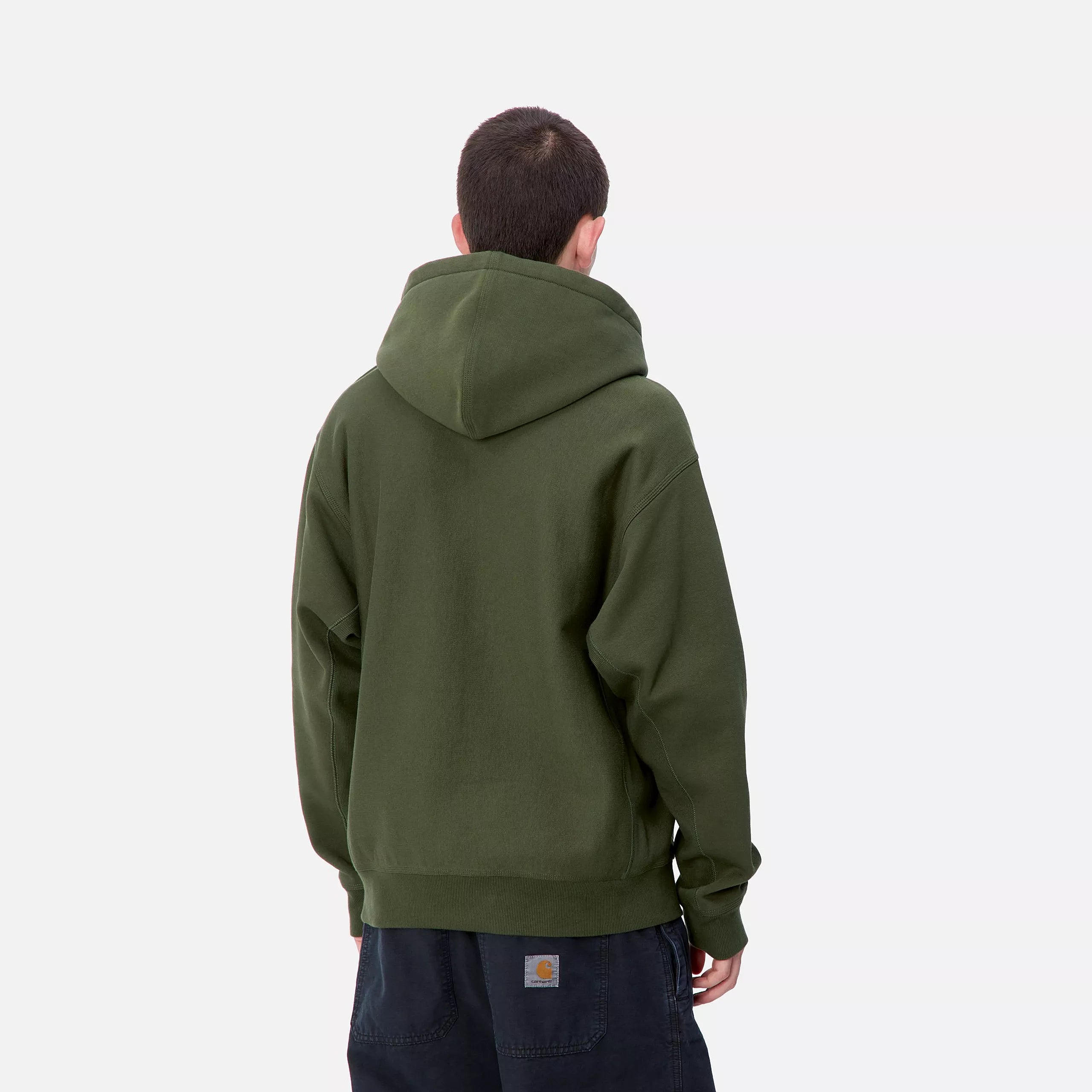 HOODED AMERICAN SCRIPT SWEAT - Tarragon