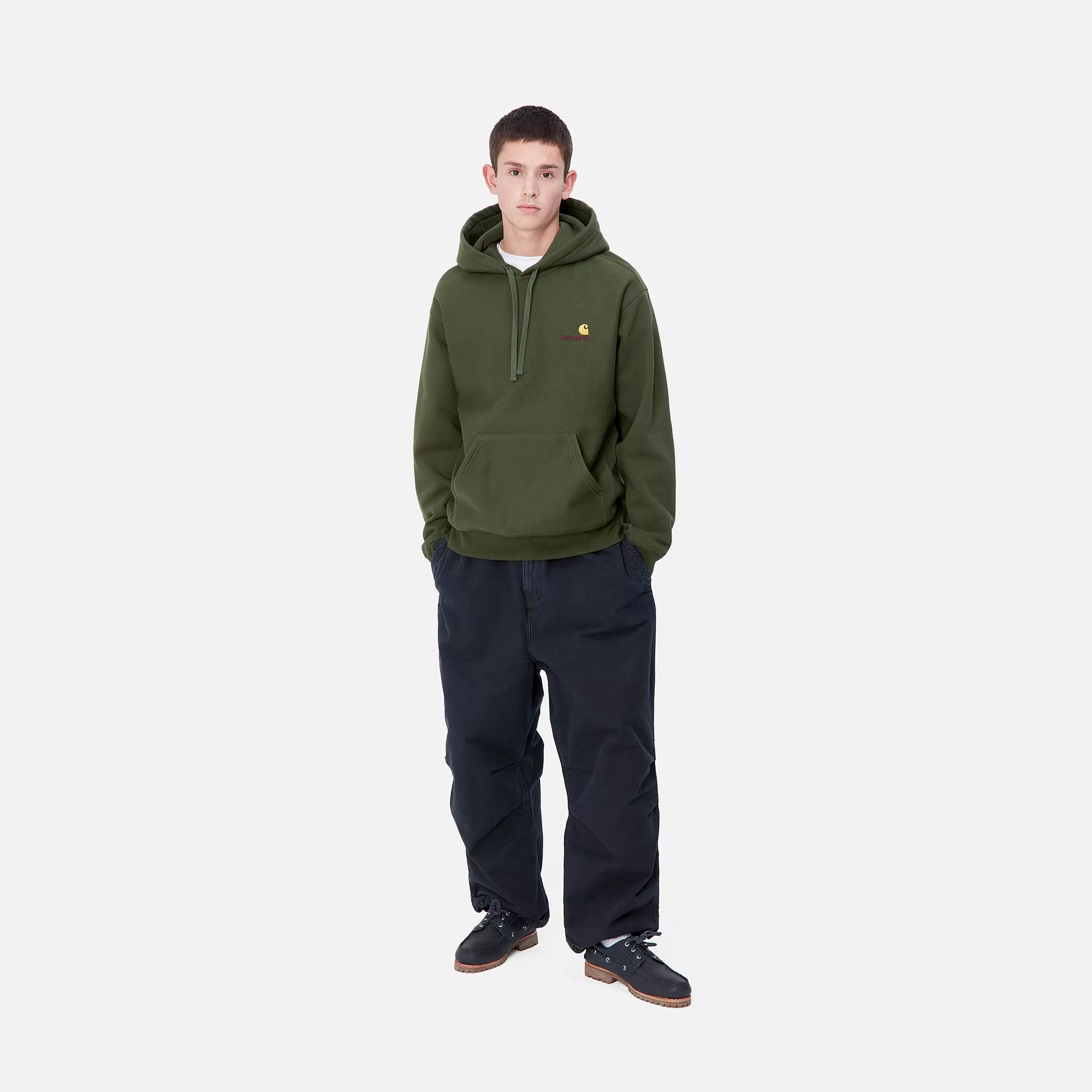 HOODED AMERICAN SCRIPT SWEAT - Tarragon 4
