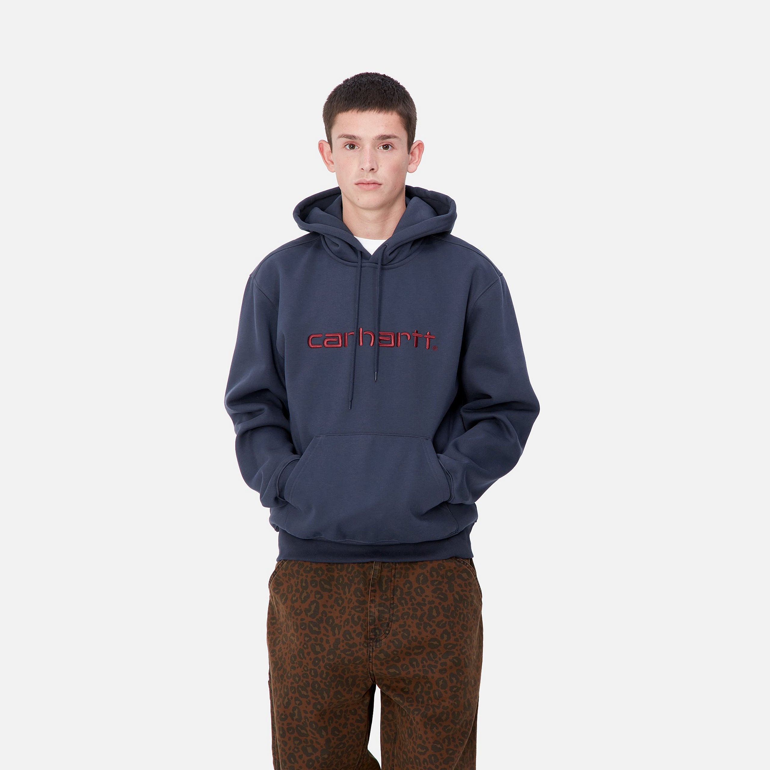 HOODED CARHARTT SWEAT - Air Force Blue / Malbec