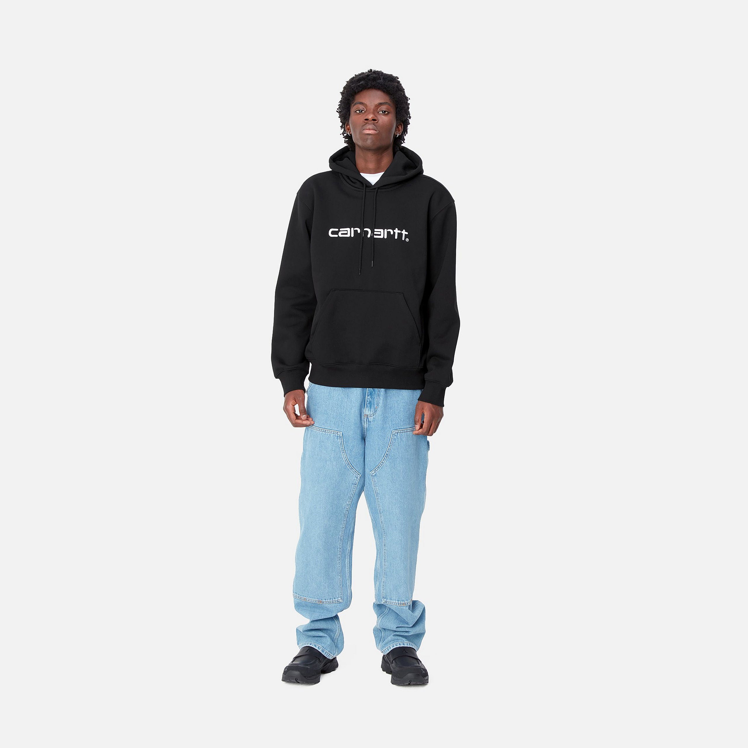 HOODED CARHARTT SWEAT - Black / White