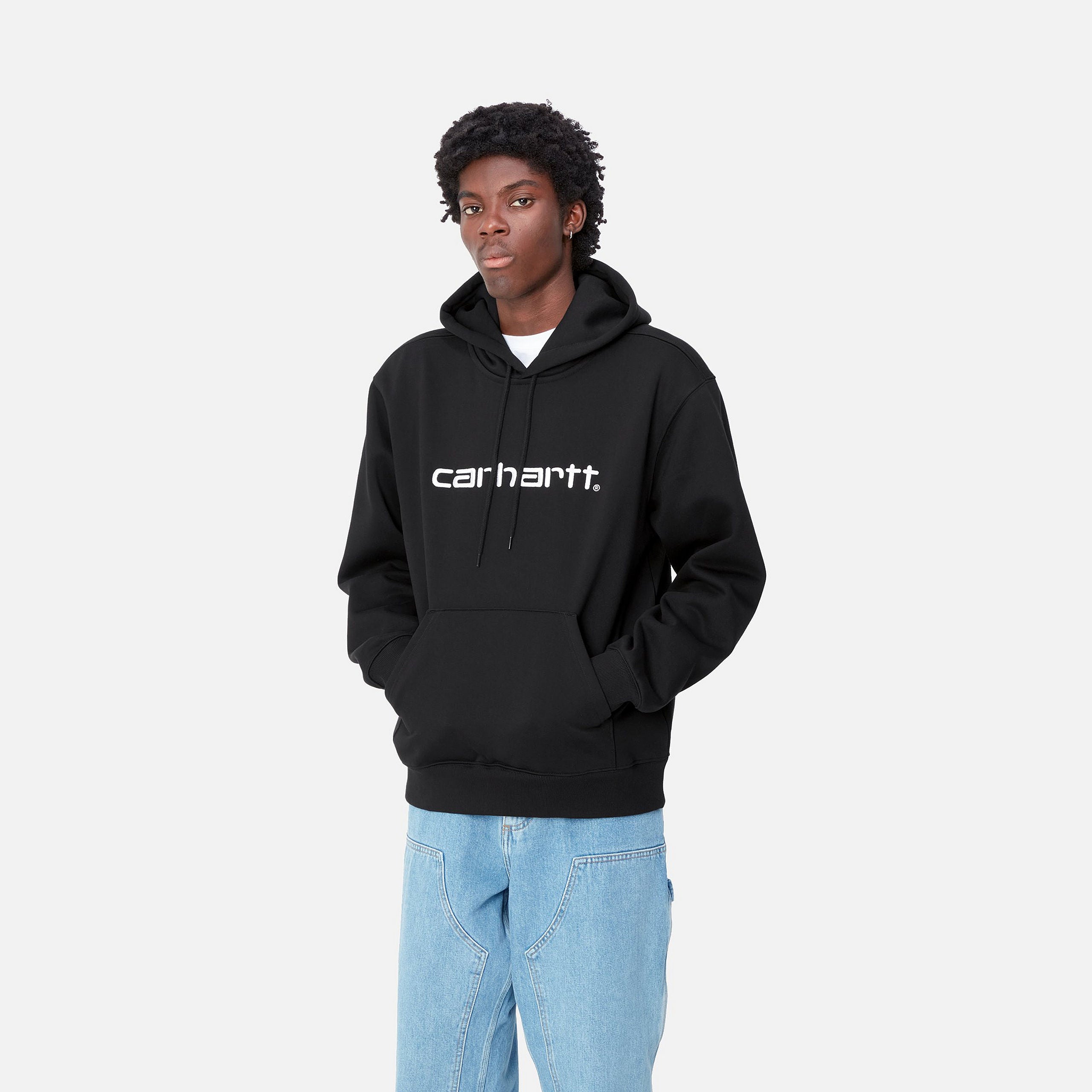 HOODED CARHARTT SWEAT - Black / White