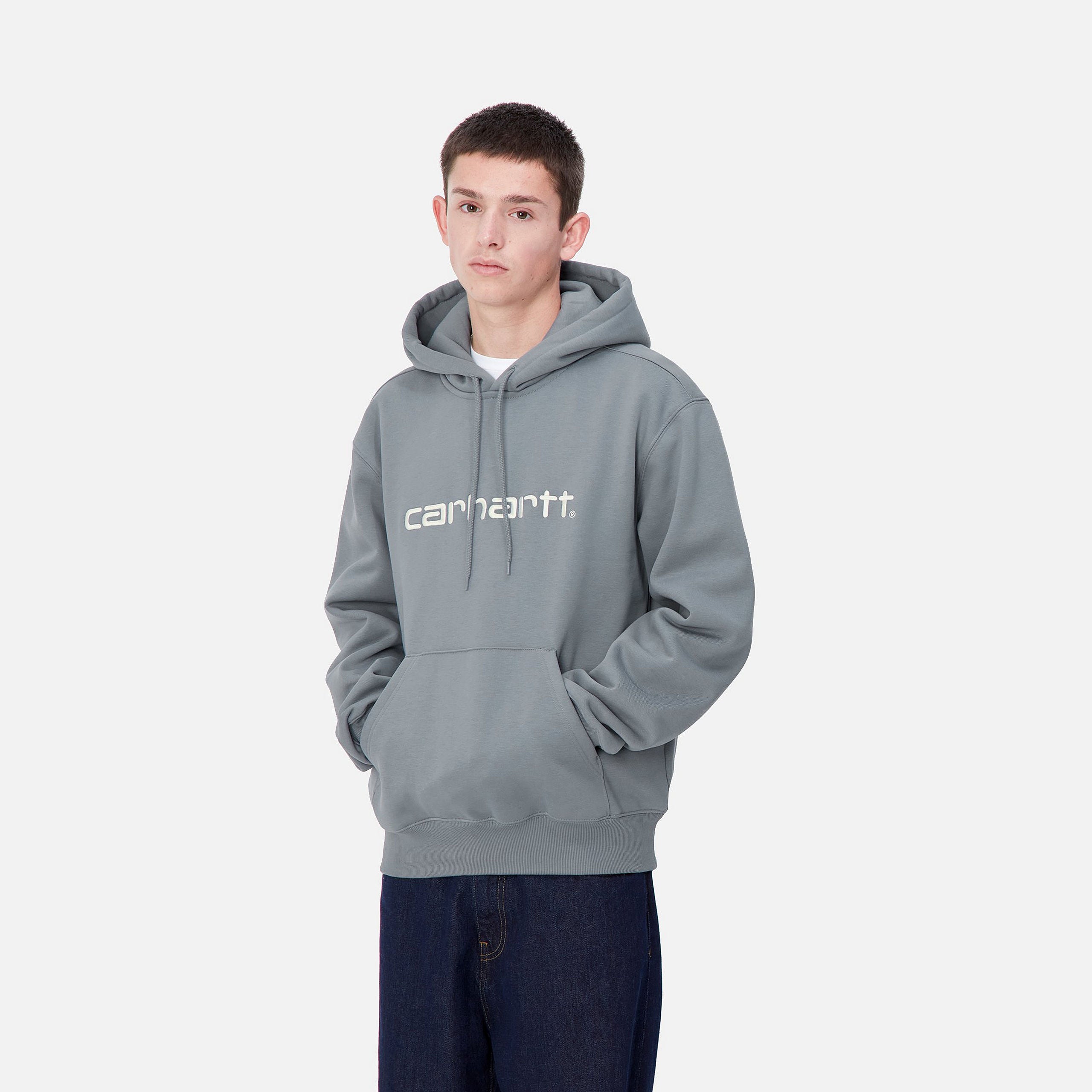 HOODED CARHARTT SWEAT - Dove Grey / Wax