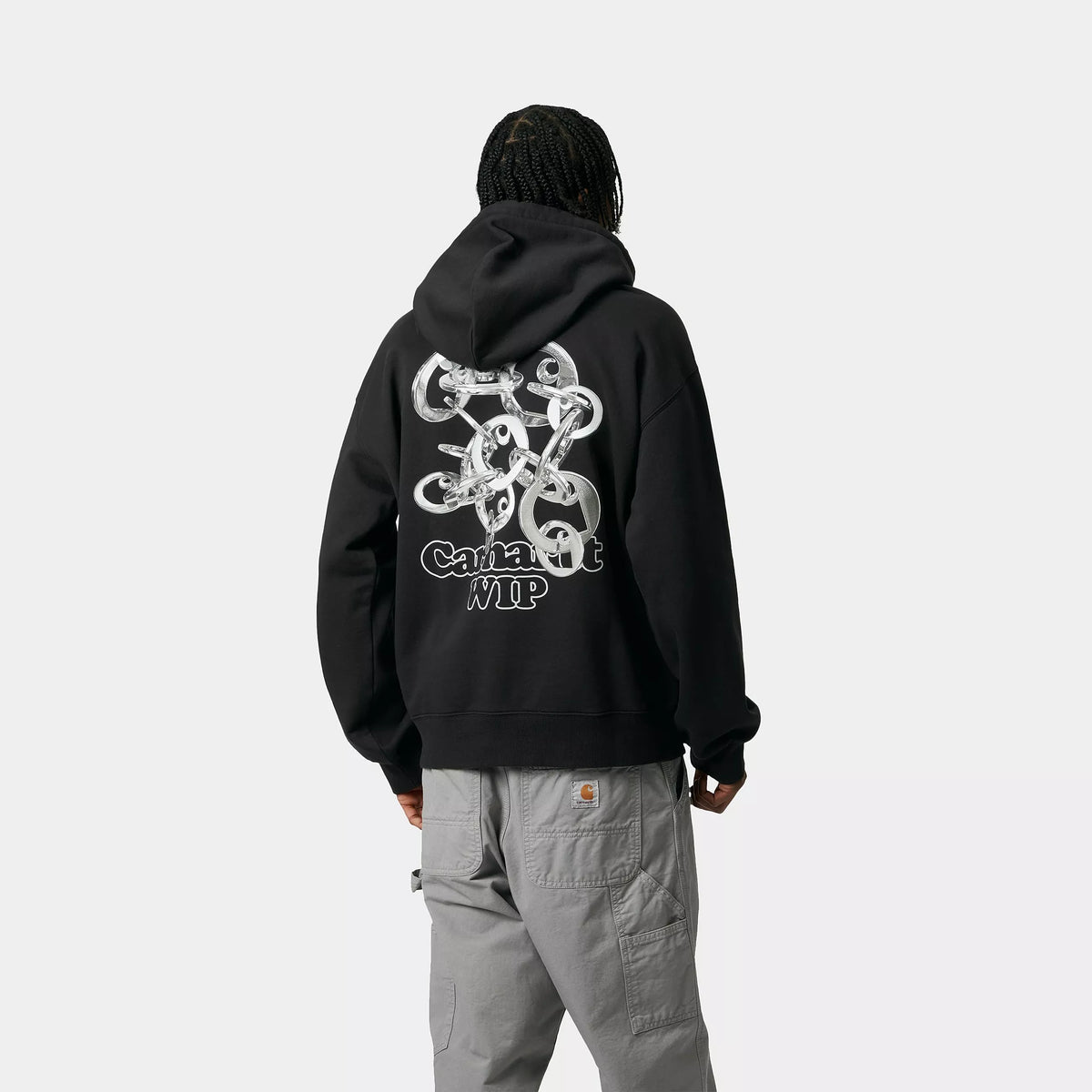 HOODED CHARM LINK SWEAT - Black / Silver (stone washed) 3