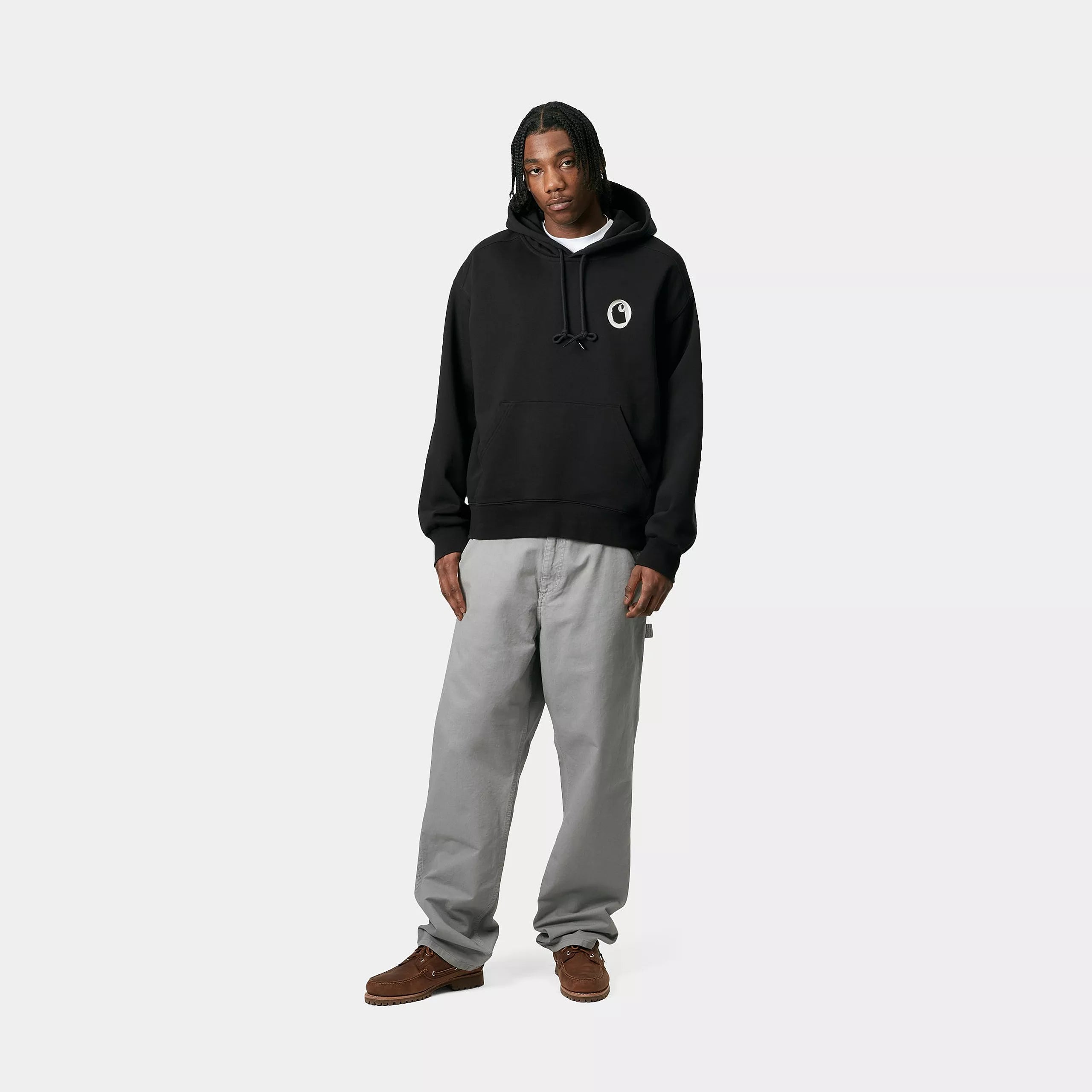 HOODED CHARM LINK SWEAT - Black / Silver (stone washed)