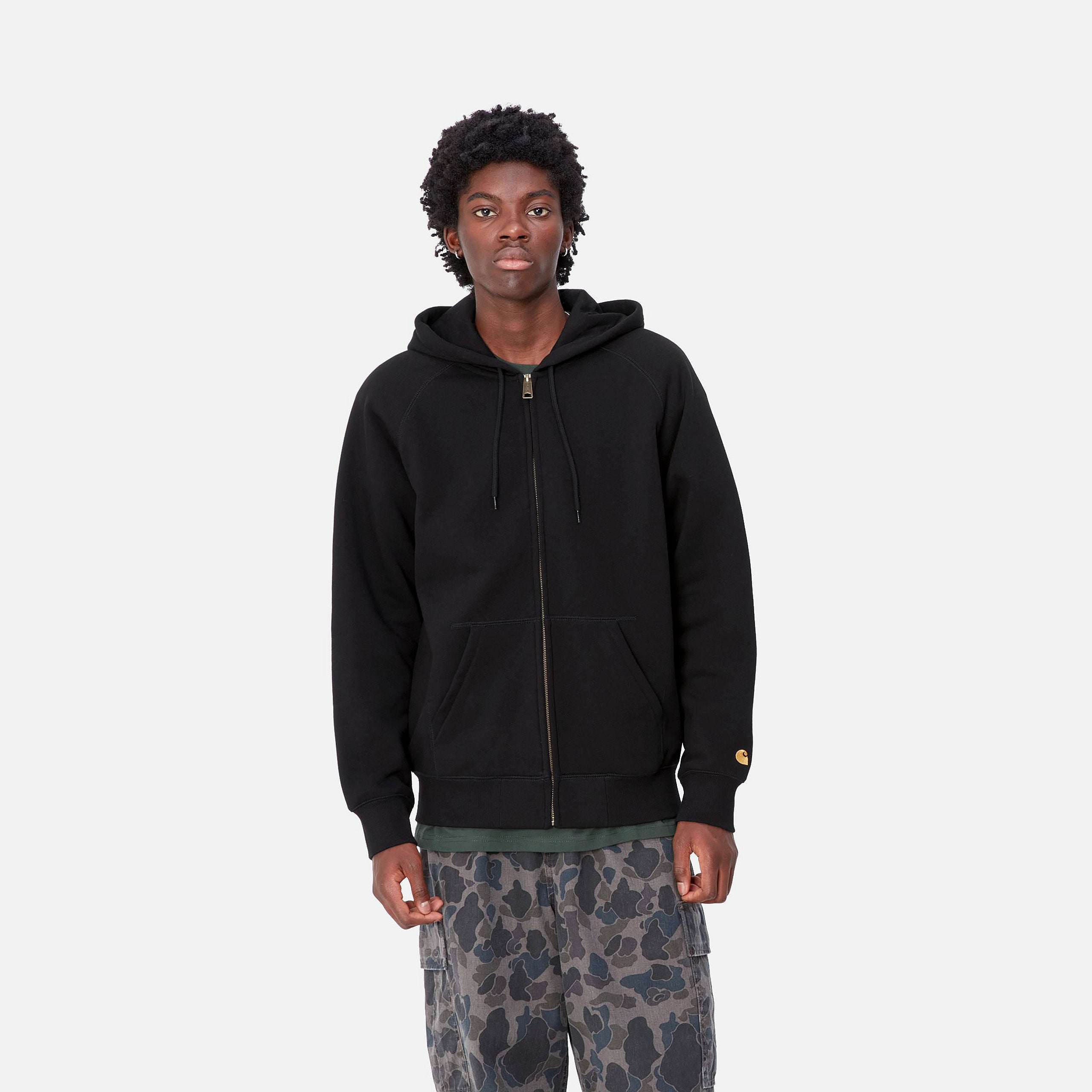 HOODED CHASE JACKET - Black / Gold