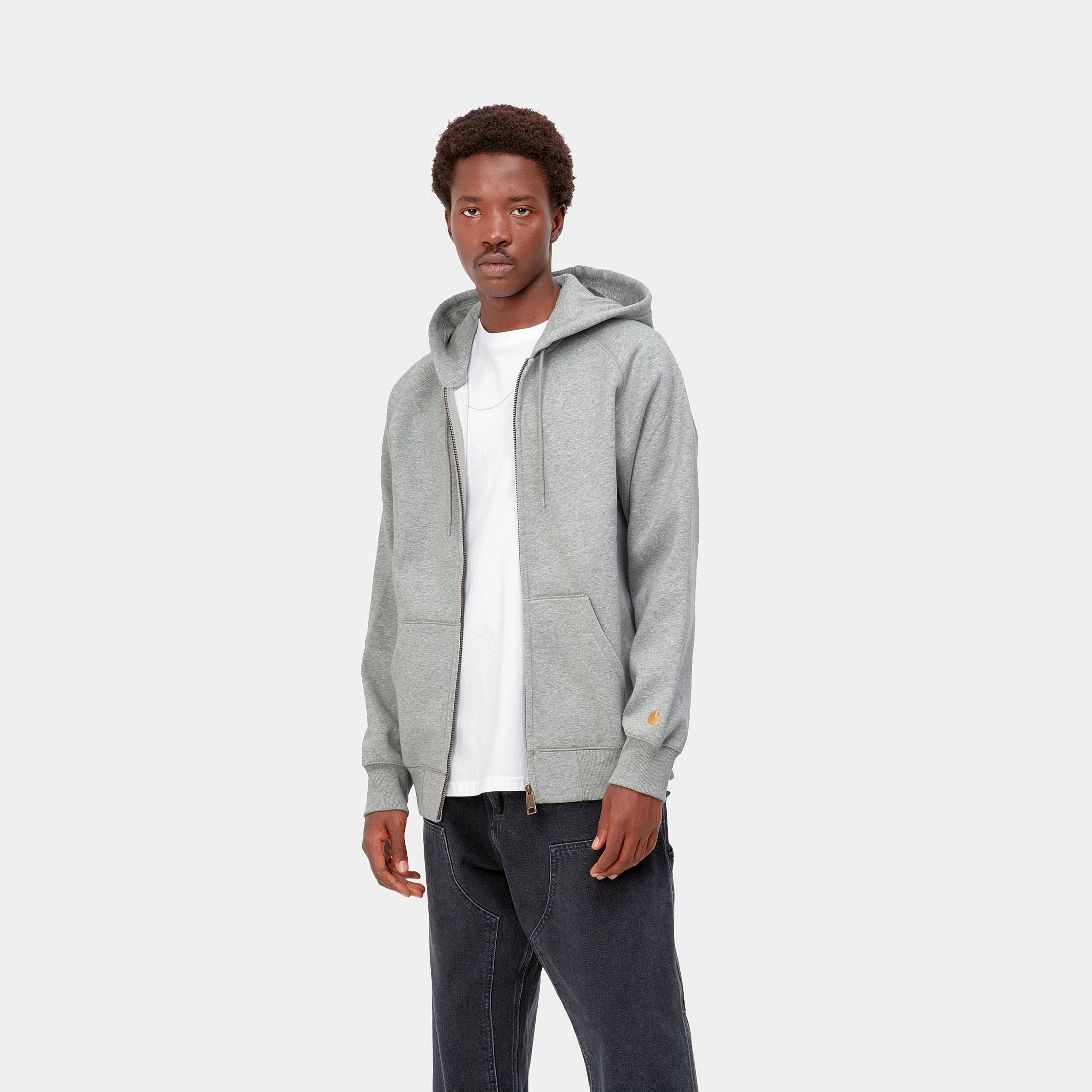 HOODED CHASE JACKET - Grey Heather / Gold