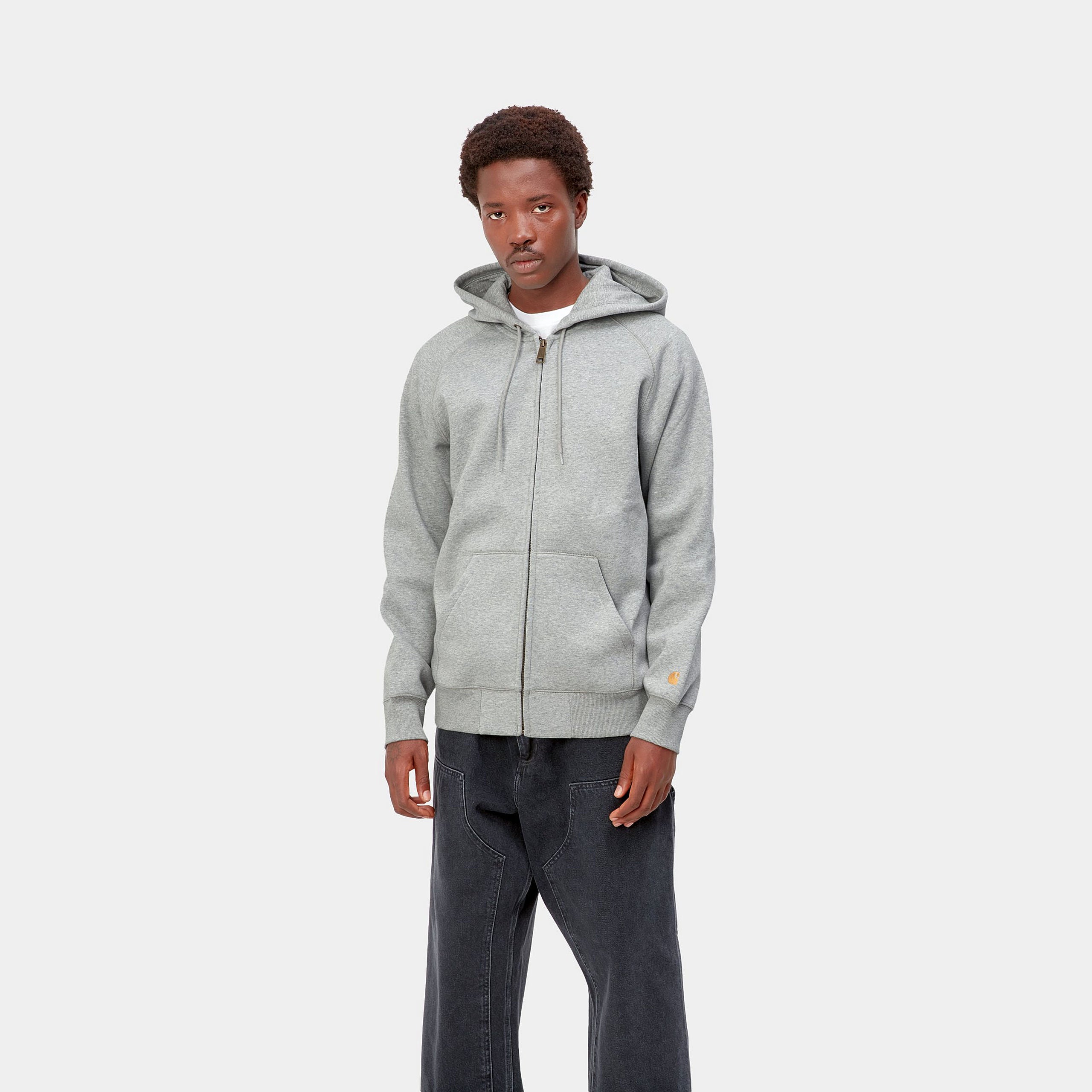 HOODED CHASE JACKET - Grey Heather / Gold