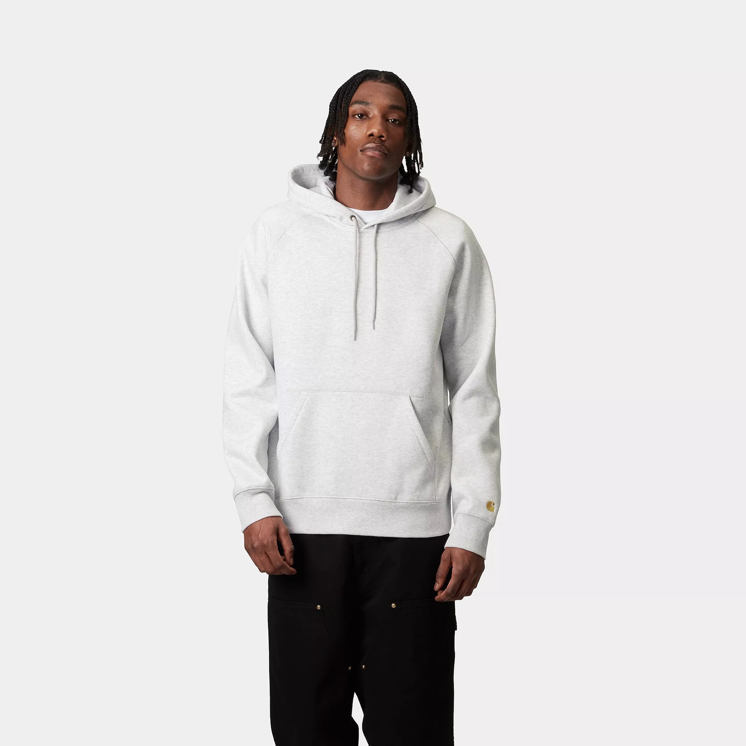 HOODED CHASE SWEATSHIRT - Ash Heather / Gold