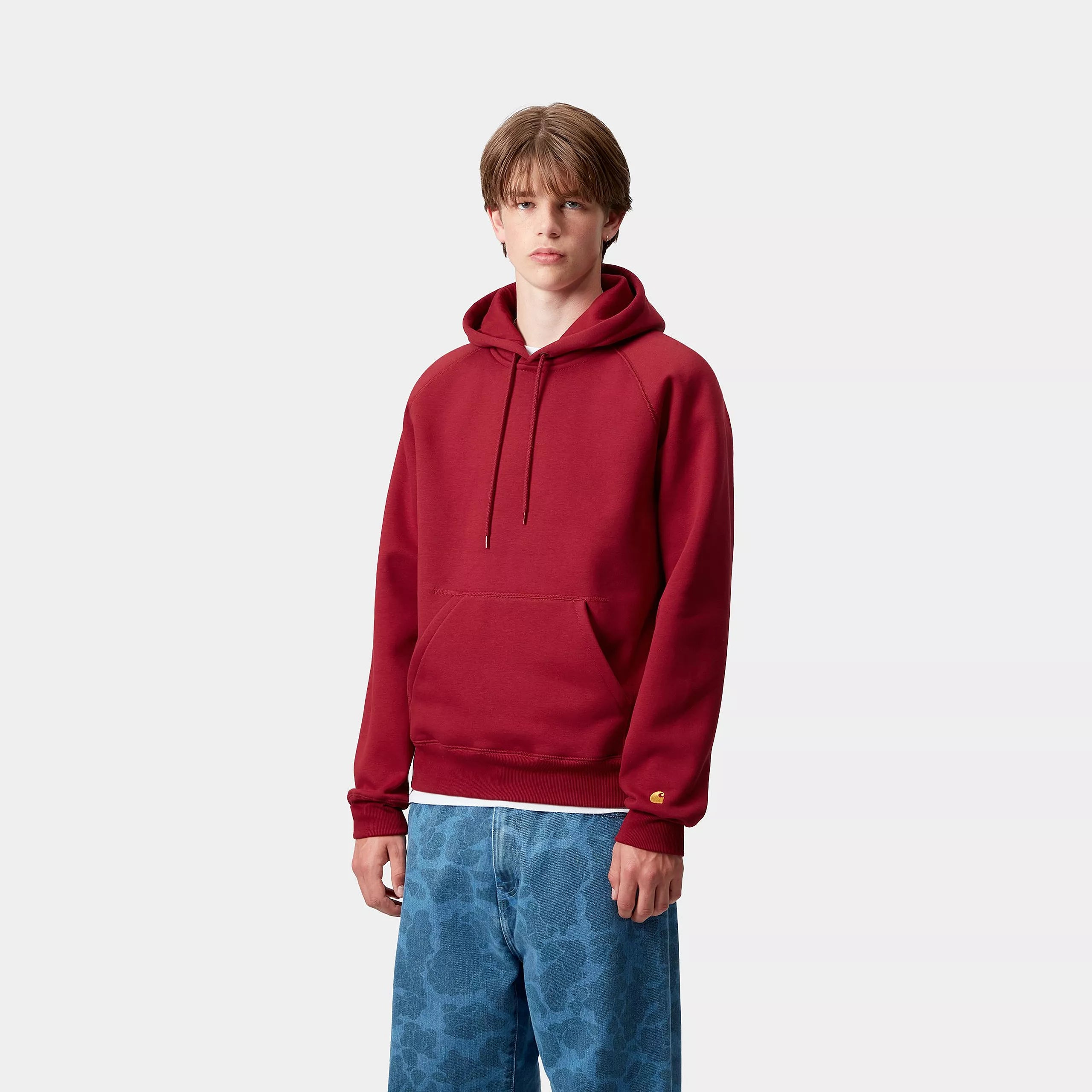 HOODED CHASE SWEAT - Scarlet / Gold