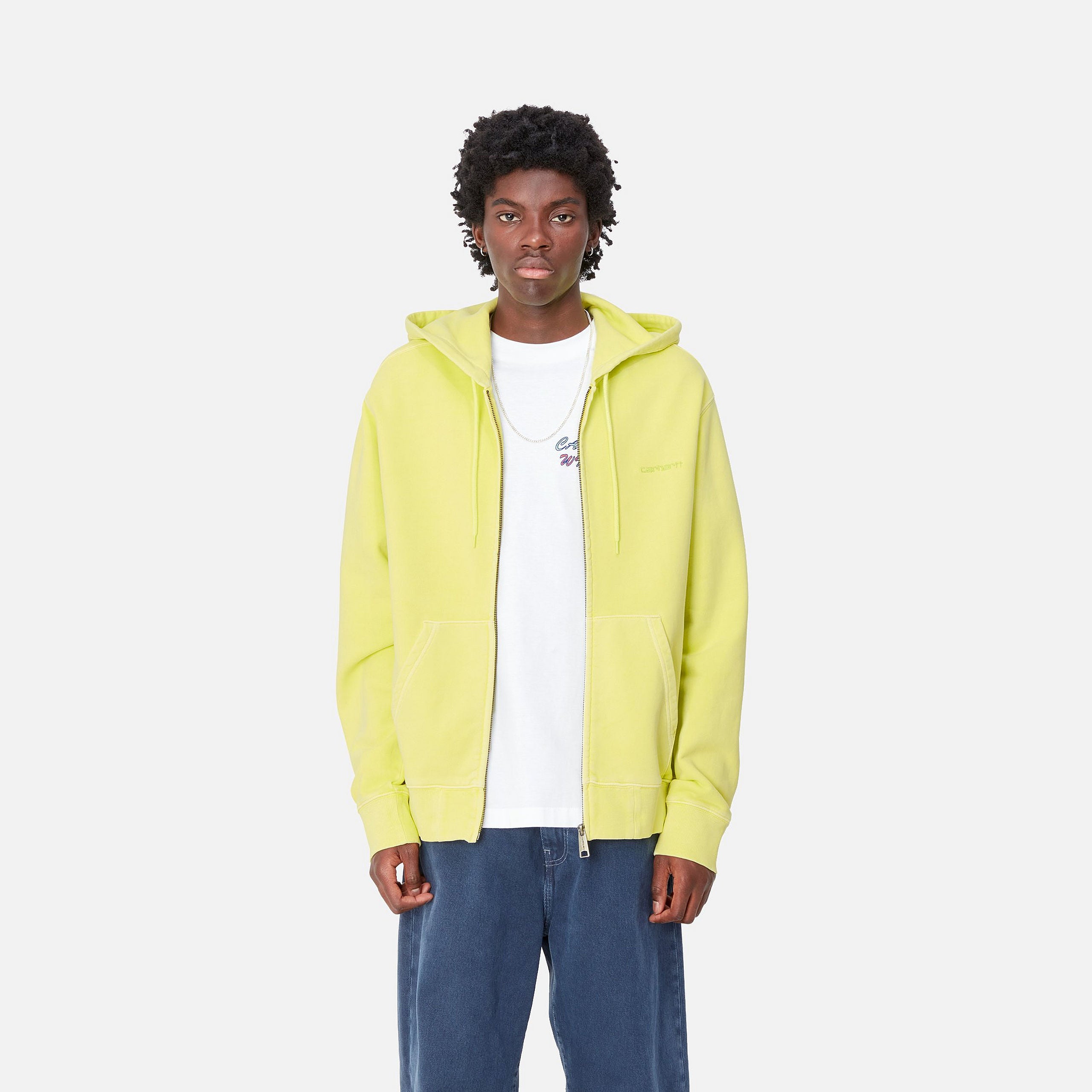 HOODED DUSTER SCRIPT JACKET - Arctic Lime (garment dyed)