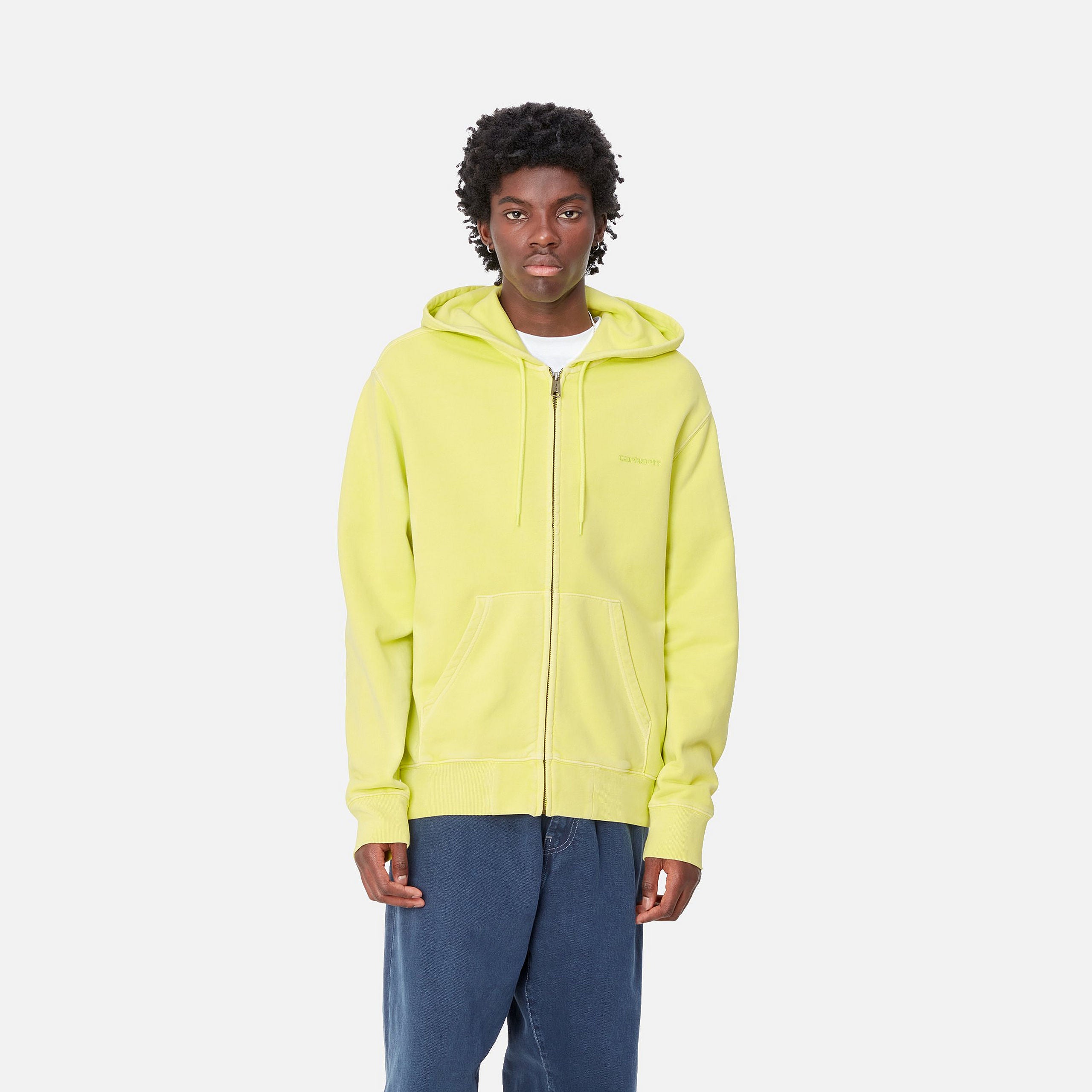 HOODED DUSTER SCRIPT JACKET - Arctic Lime (garment dyed)