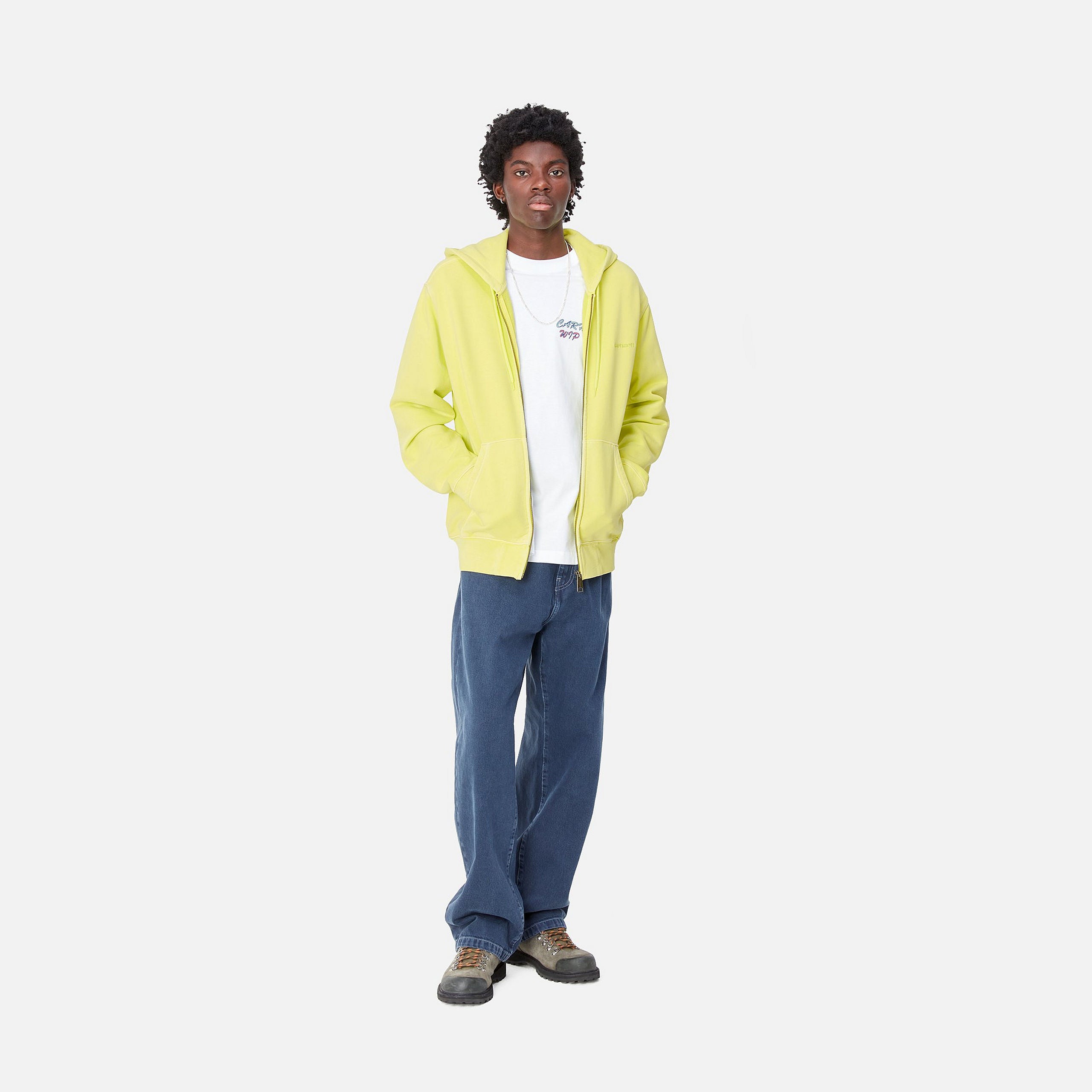 HOODED DUSTER SCRIPT JACKET - Arctic Lime (garment dyed)