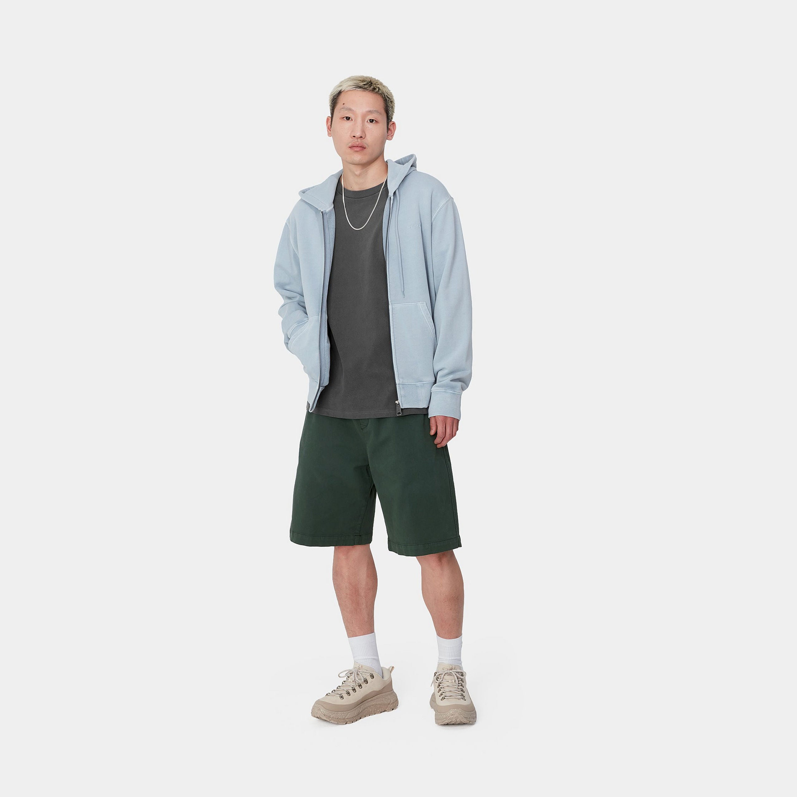 HOODED DUSTER SCRIPT JACKET - Misty Sky (garment dyed) 5