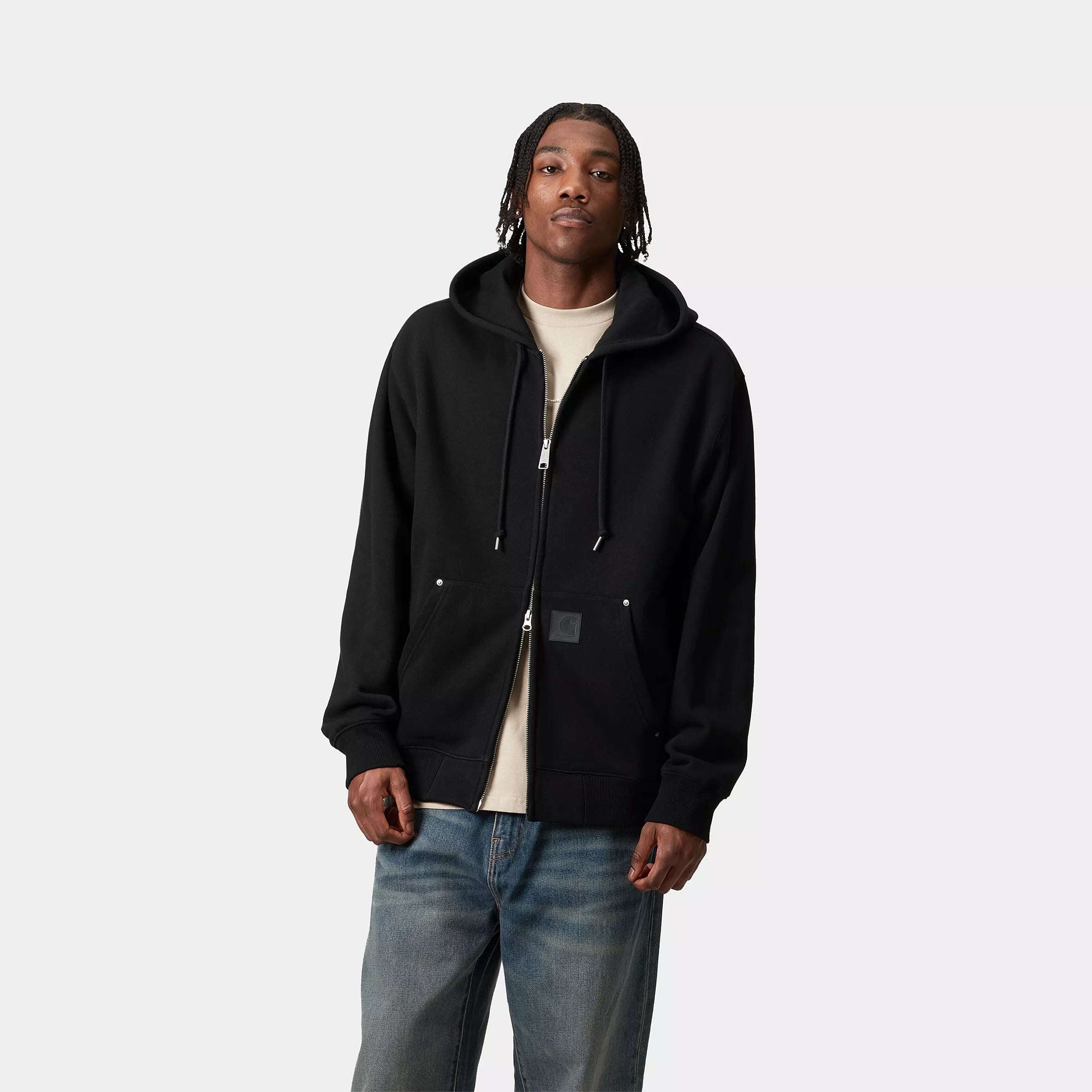 HOODED ELDON SWEAT JACKET - Black