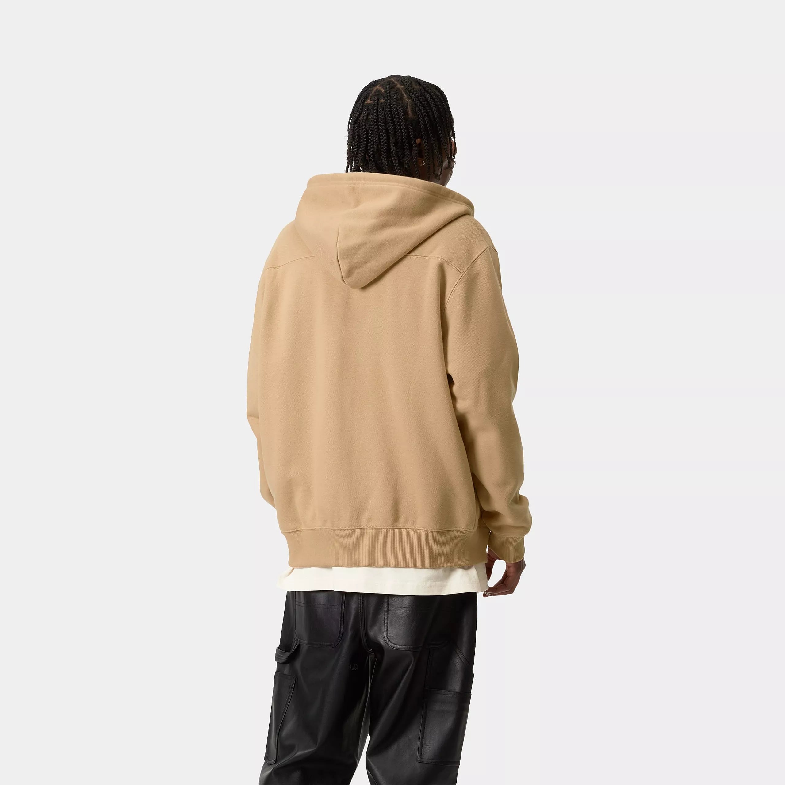 HOODED ELDON SWEAT JACKET - Dusty H Brown