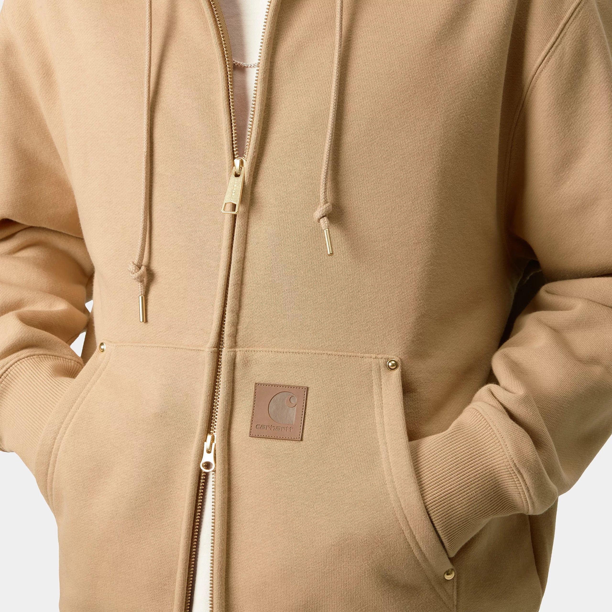 HOODED ELDON SWEAT JACKET - Dusty H Brown