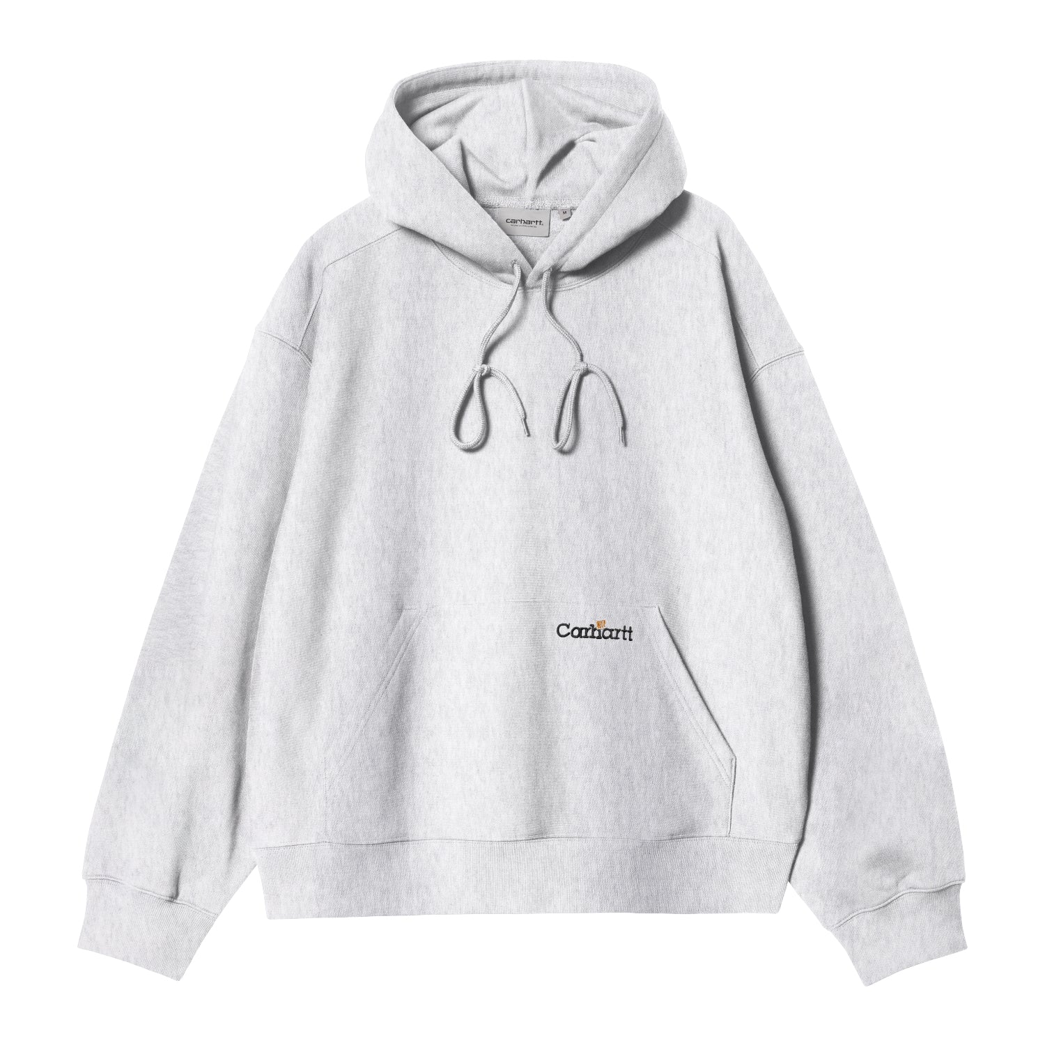 HOODED LABEL SCRIPT SWEAT - Ash Heather