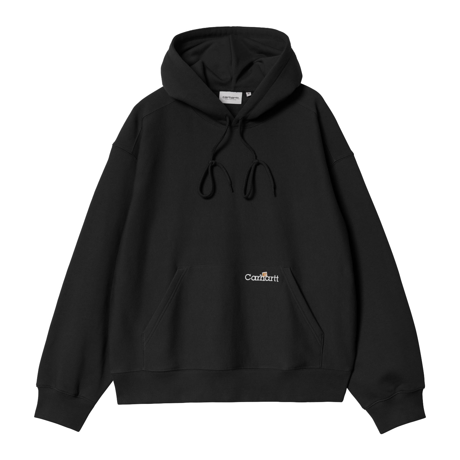 HOODED LABEL SCRIPT SWEAT - Black