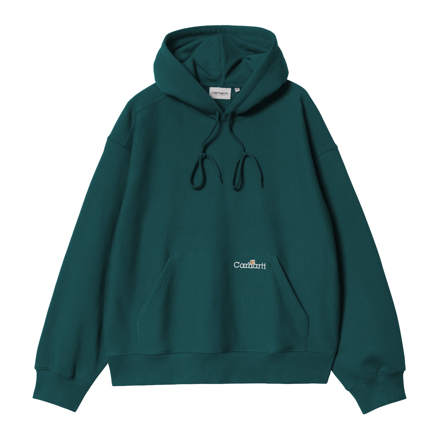 HOODED LABEL SCRIPT SWEAT - Malachite