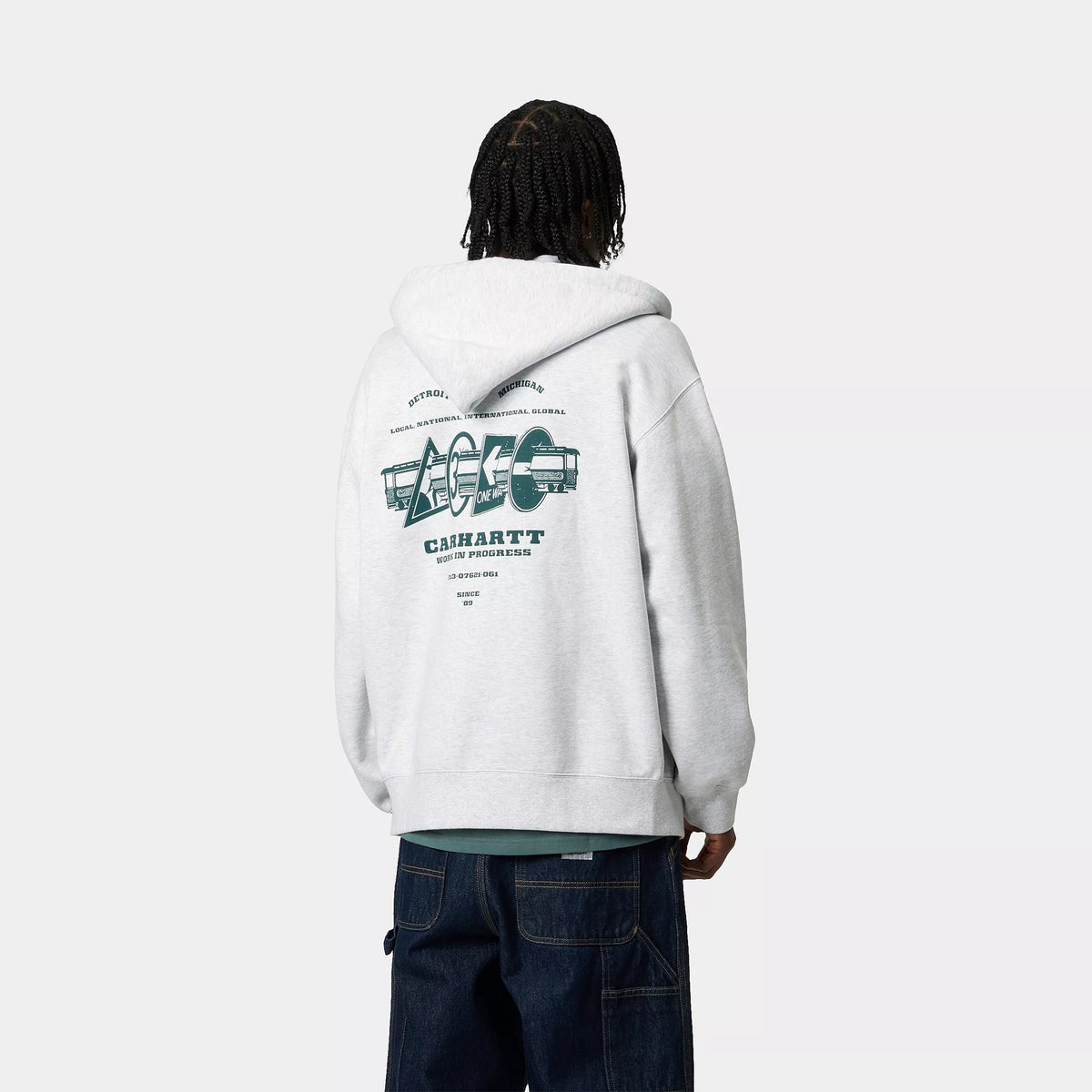 HOODED RUNAWAY SWEAT JACKET - Ash Heather / Malachite (stone washed) 3