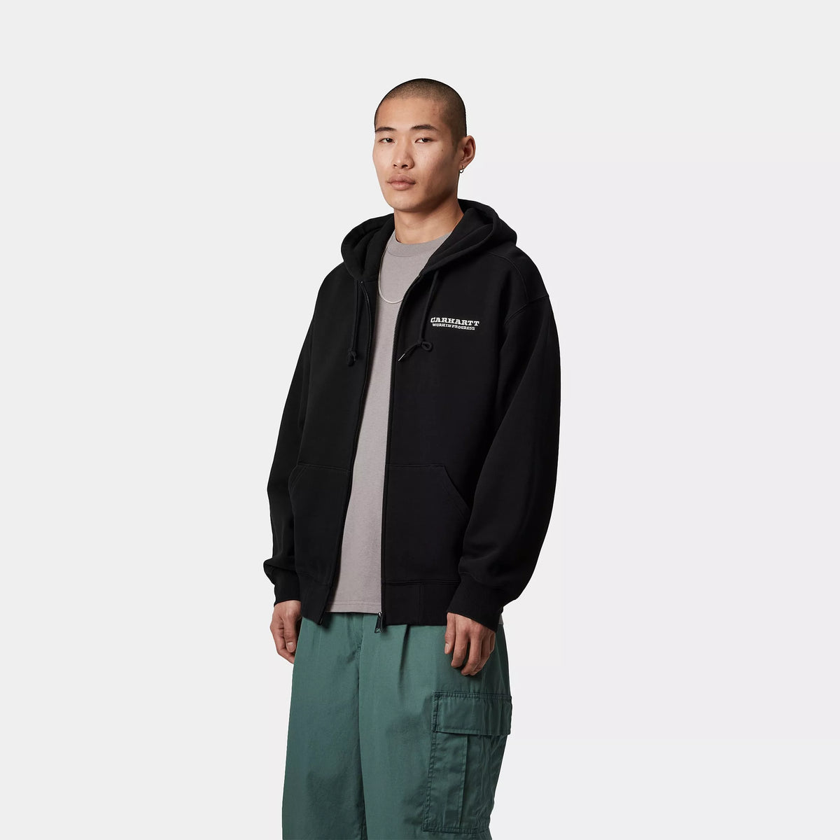 HOODED RUNAWAY SWEAT JACKET - Black / Wax (stone washed) 4