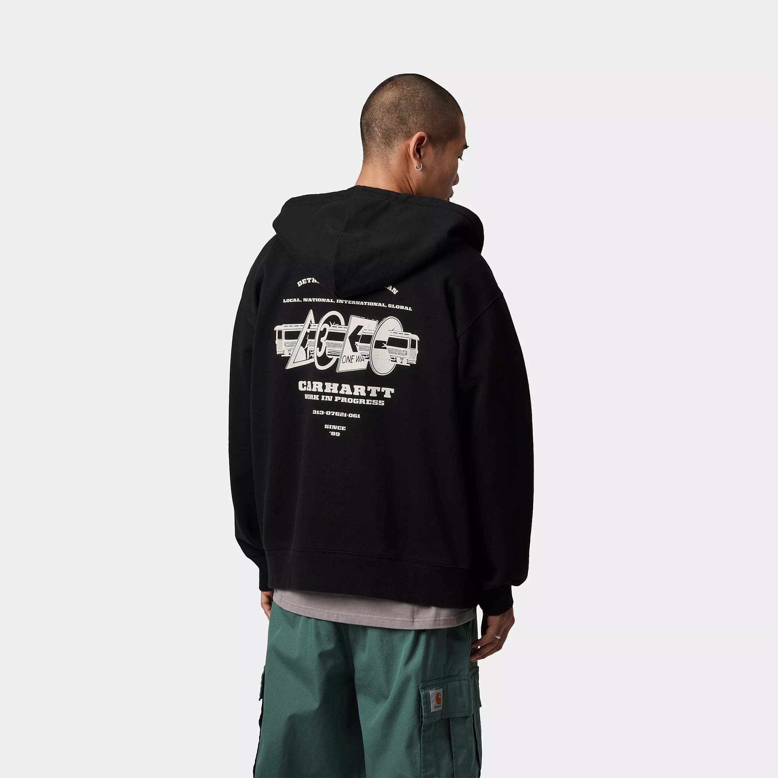 HOODED RUNAWAY SWEAT JACKET - Black / Wax (stone washed)