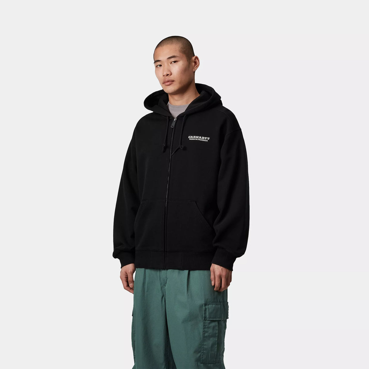 HOODED RUNAWAY SWEAT JACKET - Black / Wax (stone washed) 2