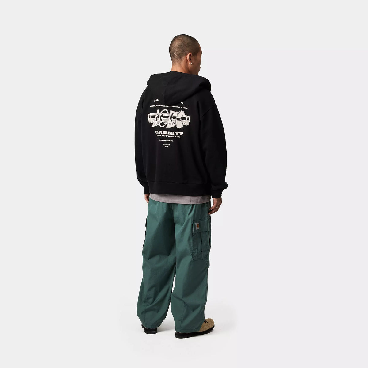 HOODED RUNAWAY SWEAT JACKET - Black / Wax (stone washed) 5