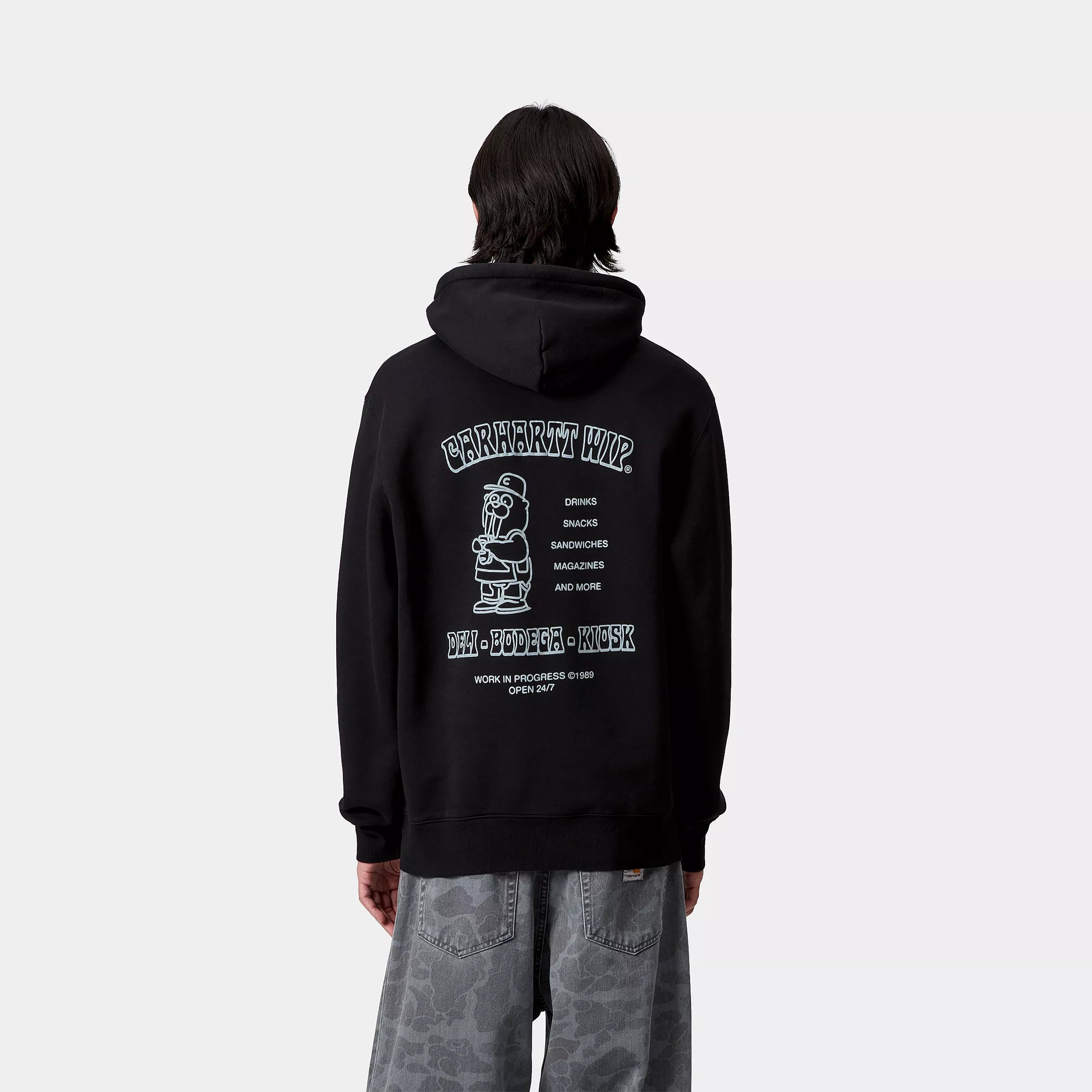 HOODED SANDWICH SWEAT - Black / Blue Fog 3