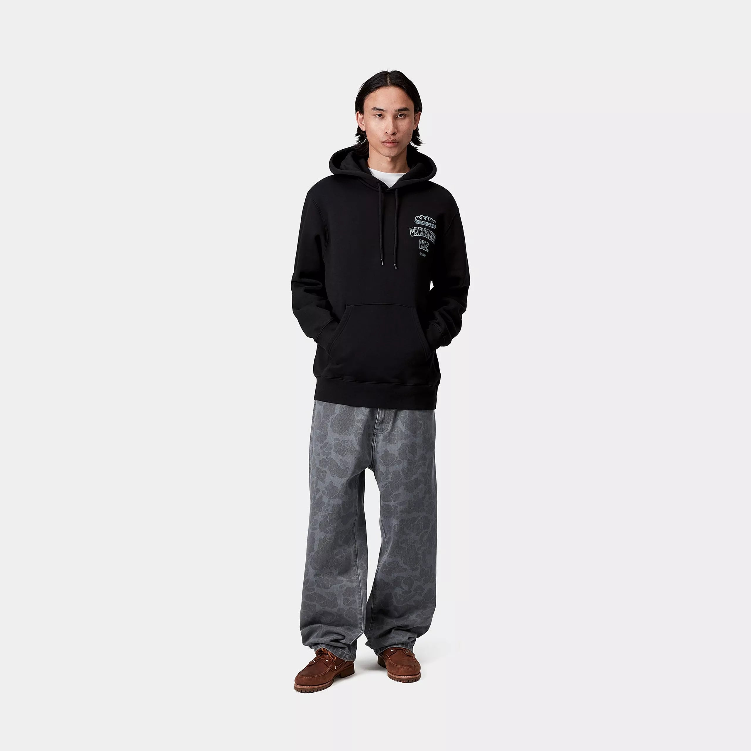 HOODED SANDWICH SWEAT - Black / Blue Fog 4