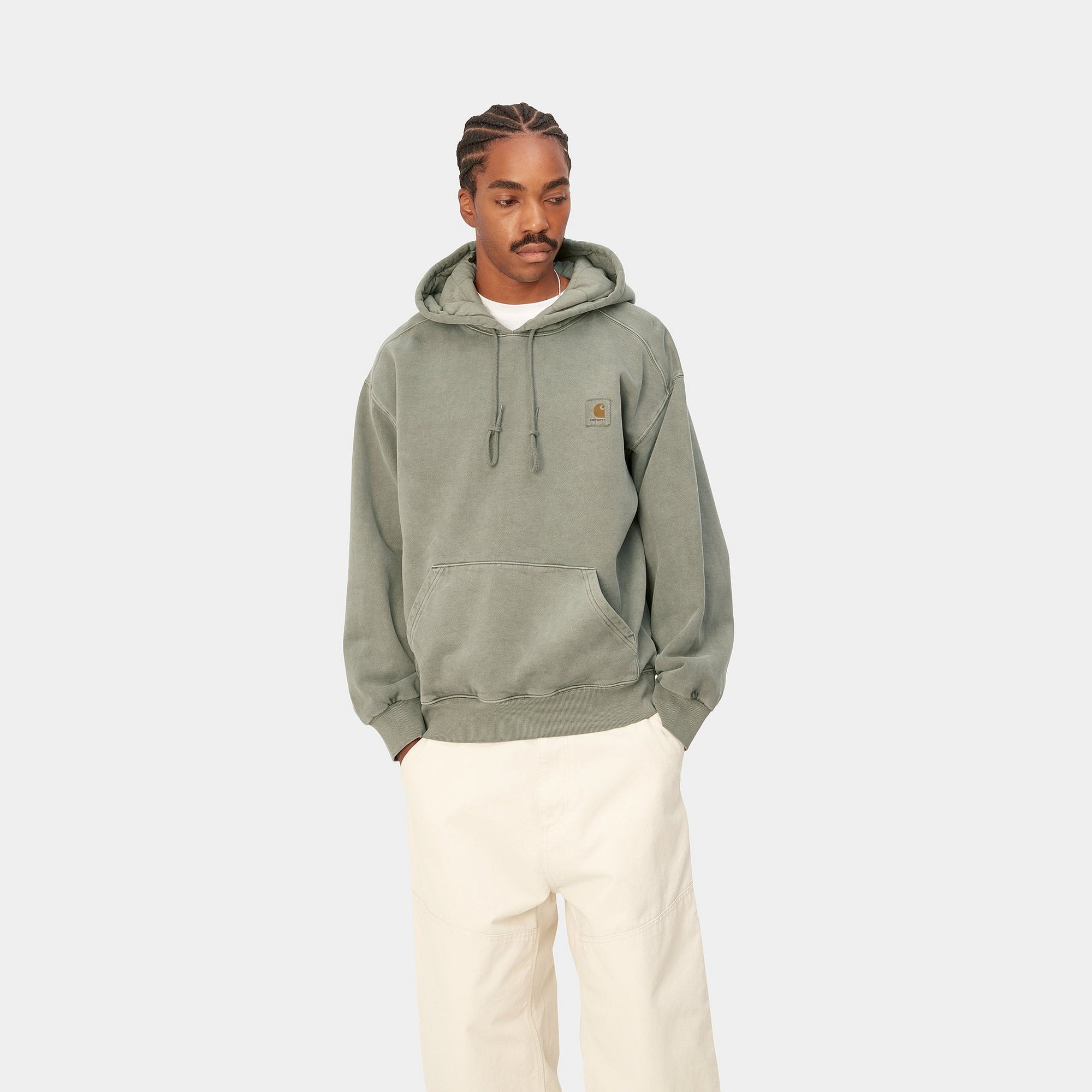 HOODED VISTA SWEATSHIRT - Smoke Green (garment dyed)