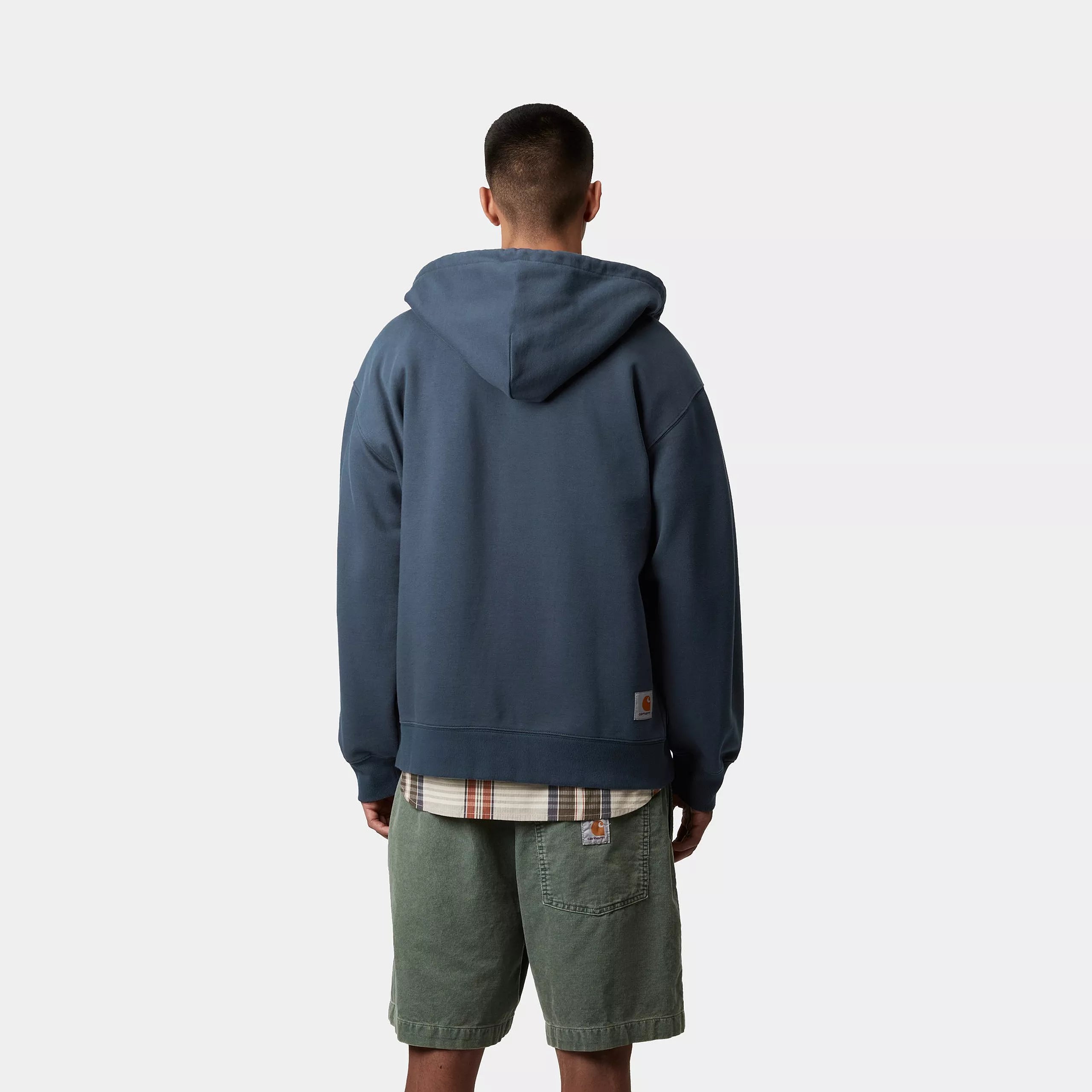 HOODED WIP SWEAT JACKET - Dusky Blue (stone washed)