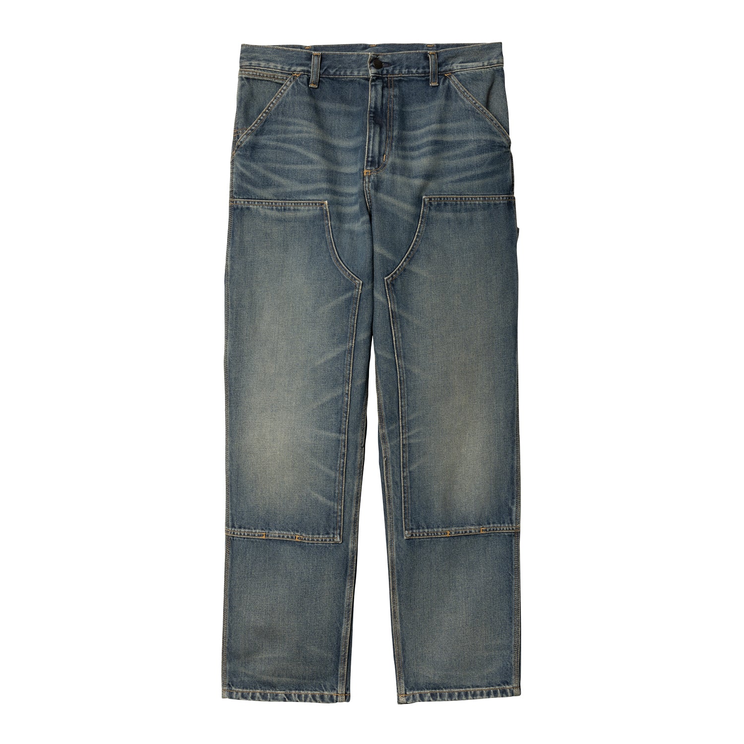 DOUBLE KNEE PANT  - Blue (worn used wash)