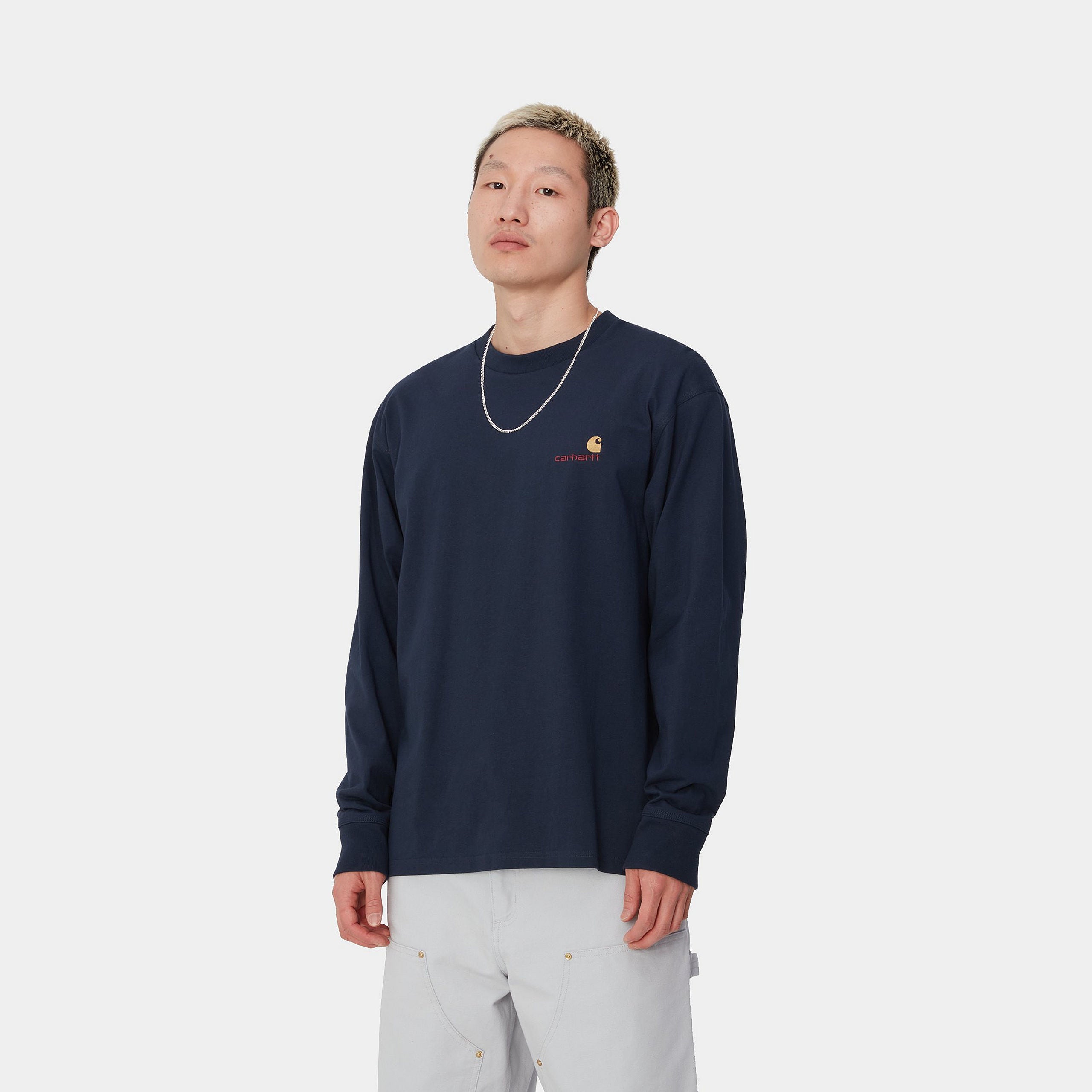 L/S AMERICAN SCRIPT T-SHIRT - Air Force Blue