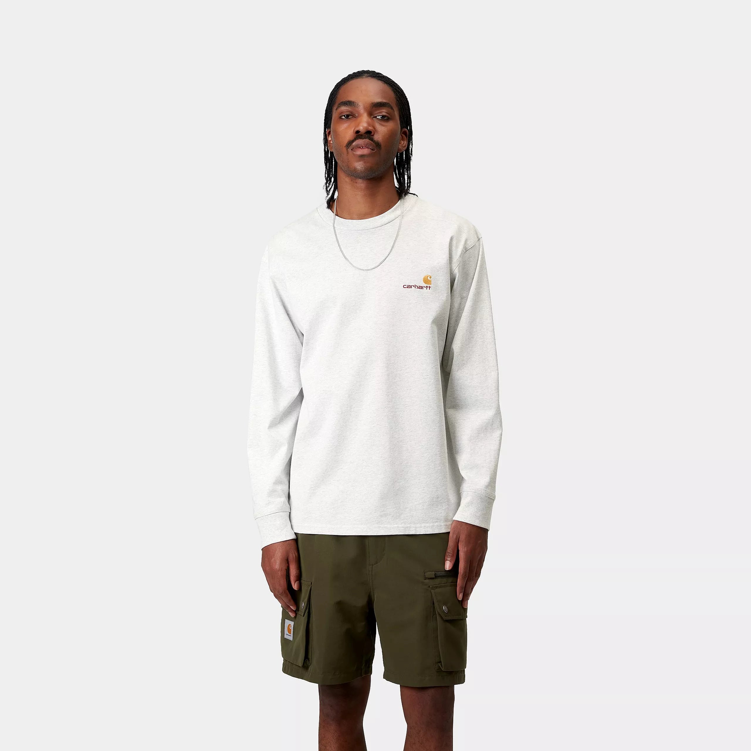 L/S AMERICAN SCRIPT T-SHIRT - Ash Heather